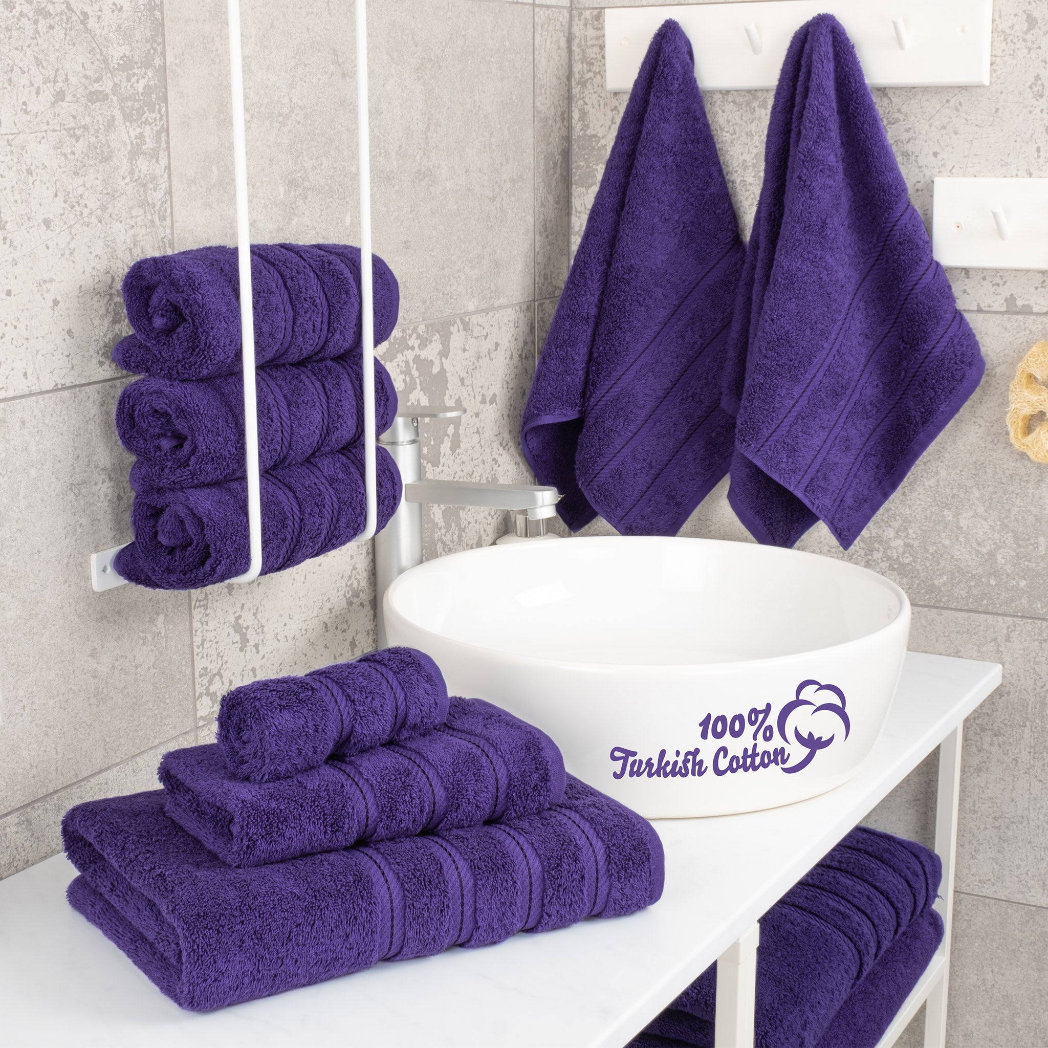 American Soft Linen 100% Turkish Cotton 6 Piece Towel Set Wholesale purple-2