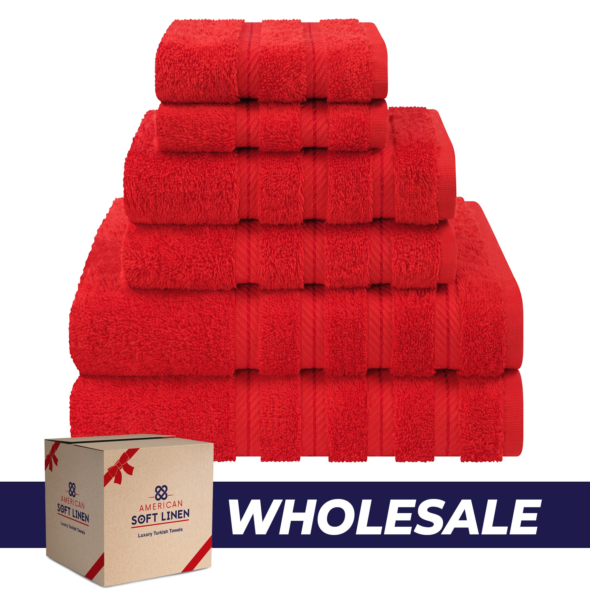 American Soft Linen 100% Turkish Cotton 6 Piece Towel Set Wholesale red-0