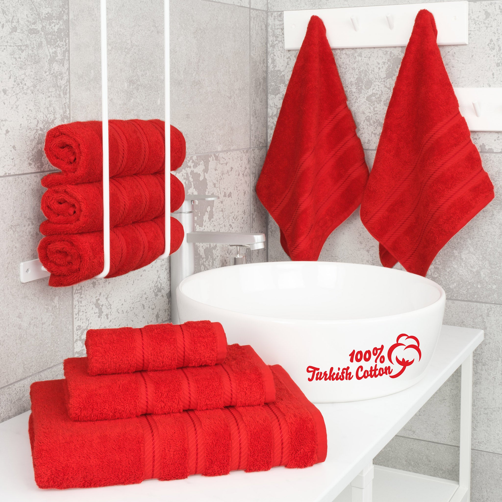 American Soft Linen 100% Turkish Cotton 6 Piece Towel Set Wholesale red-2