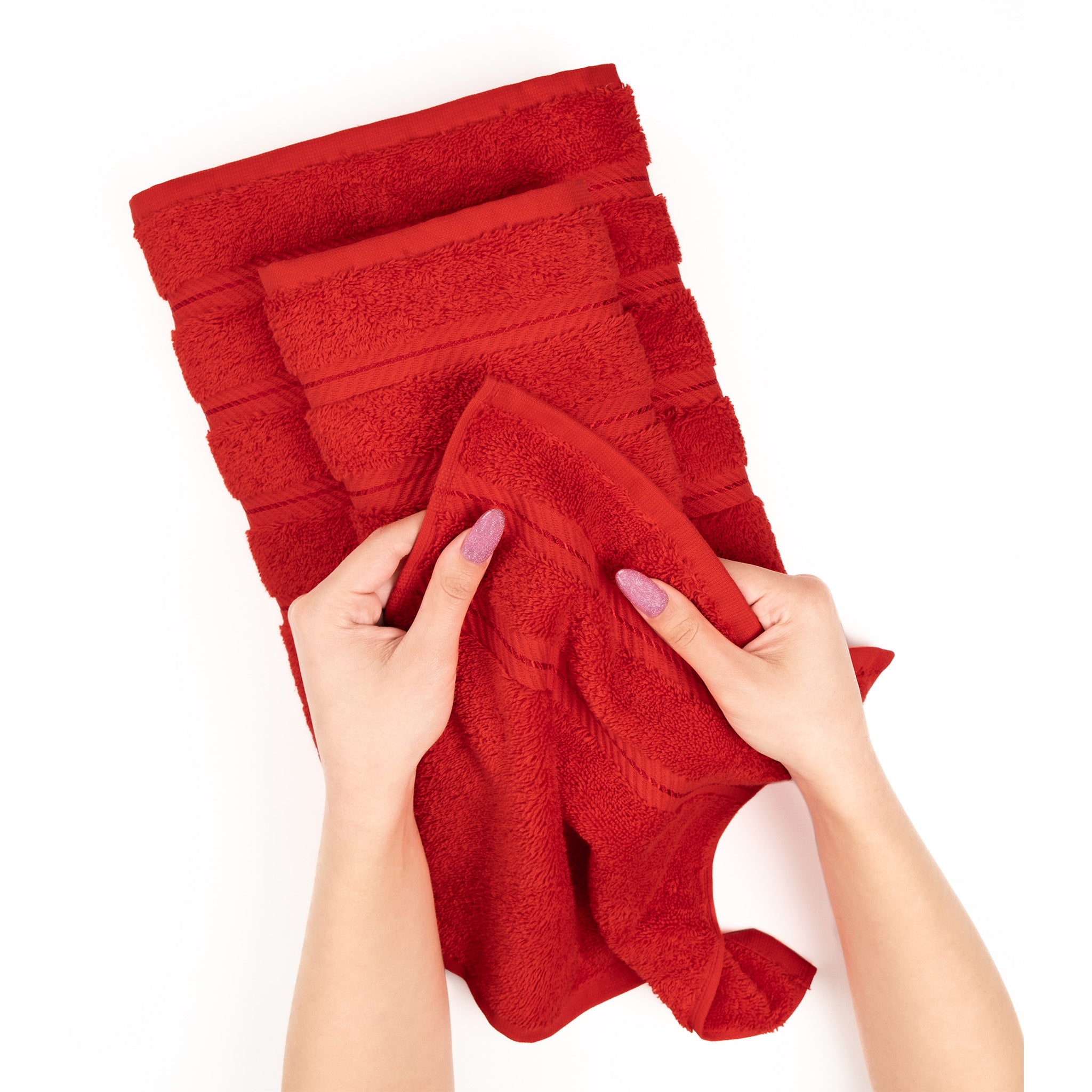 American Soft Linen 100% Turkish Cotton 6 Piece Towel Set Wholesale red-5