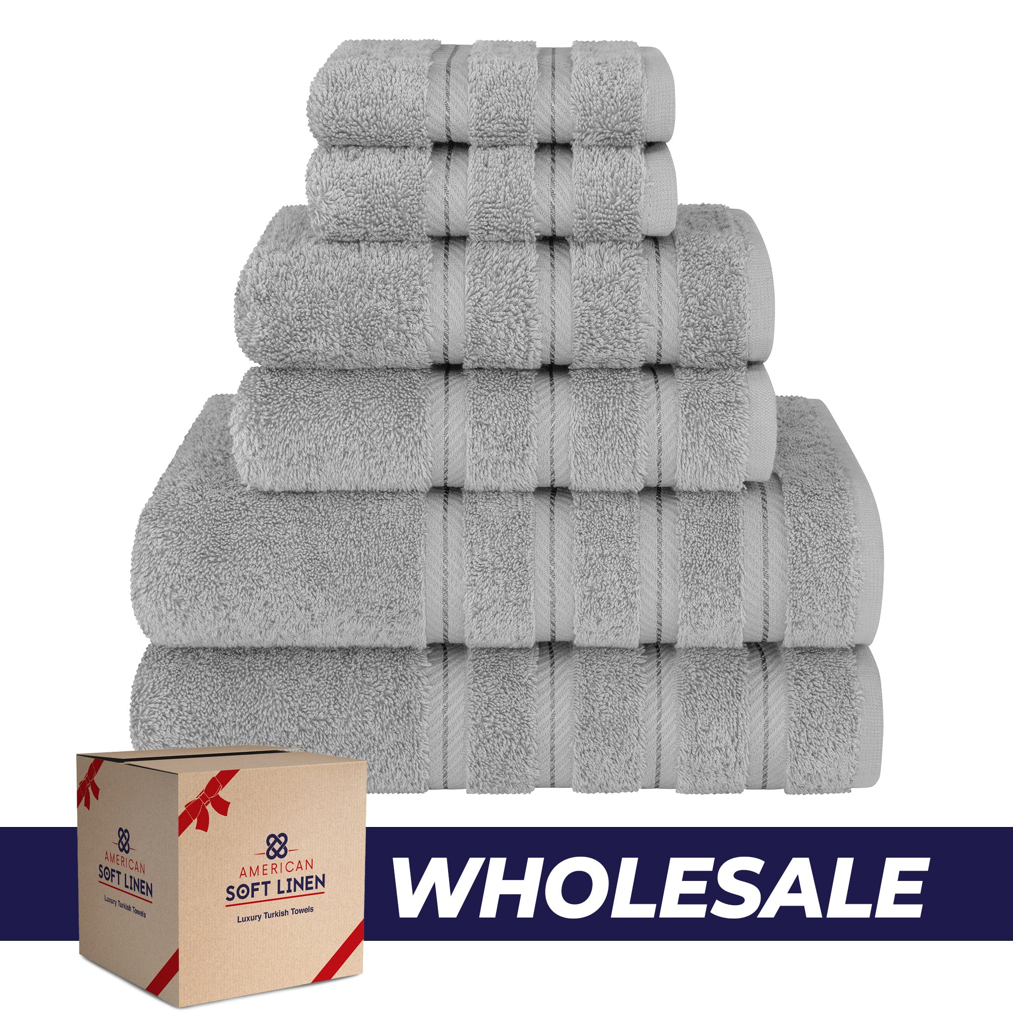 American Soft Linen 100% Turkish Cotton 6 Piece Towel Set Wholesale rockridge-gray-0