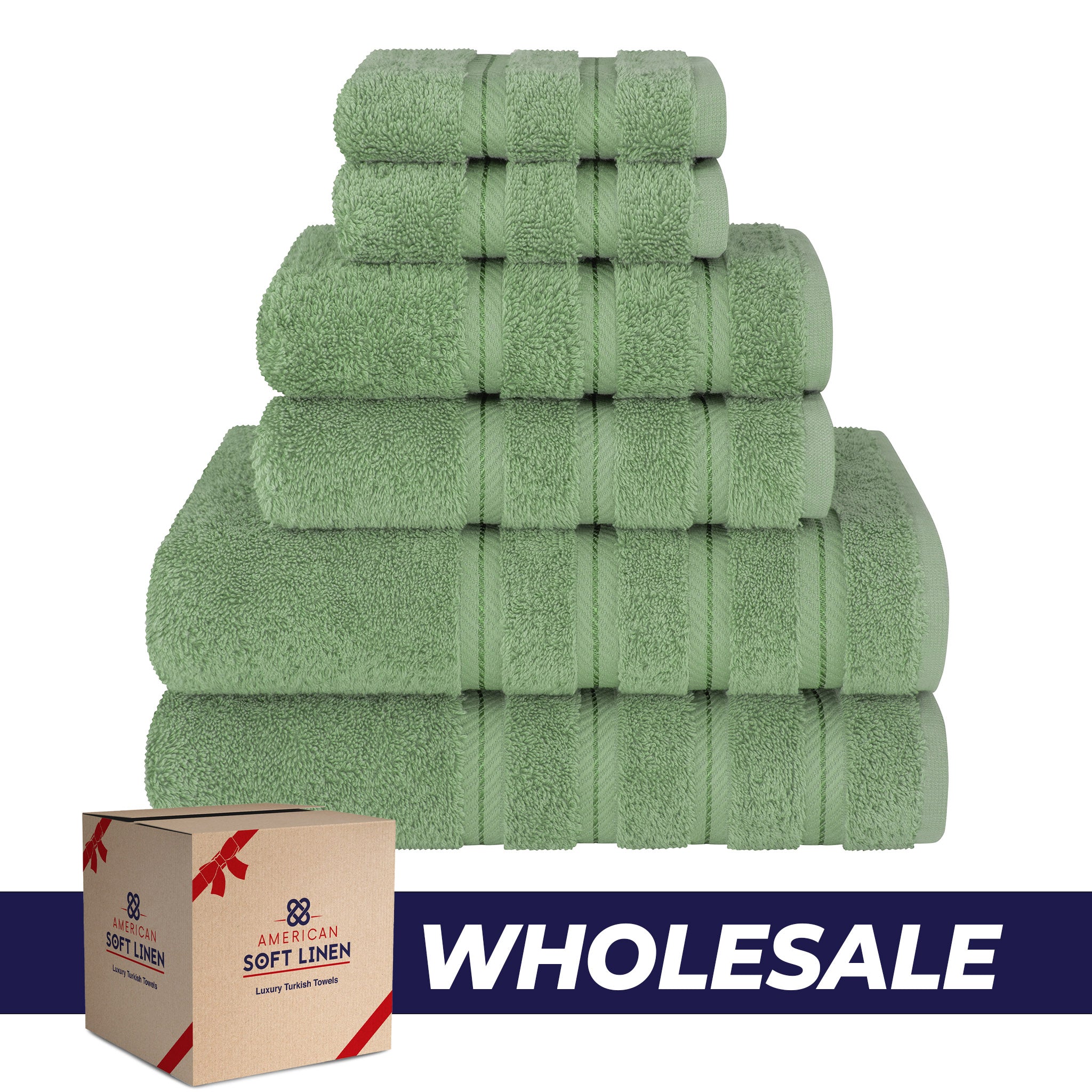 American Soft Linen 100% Turkish Cotton 6 Piece Towel Set Wholesale sage-green-0