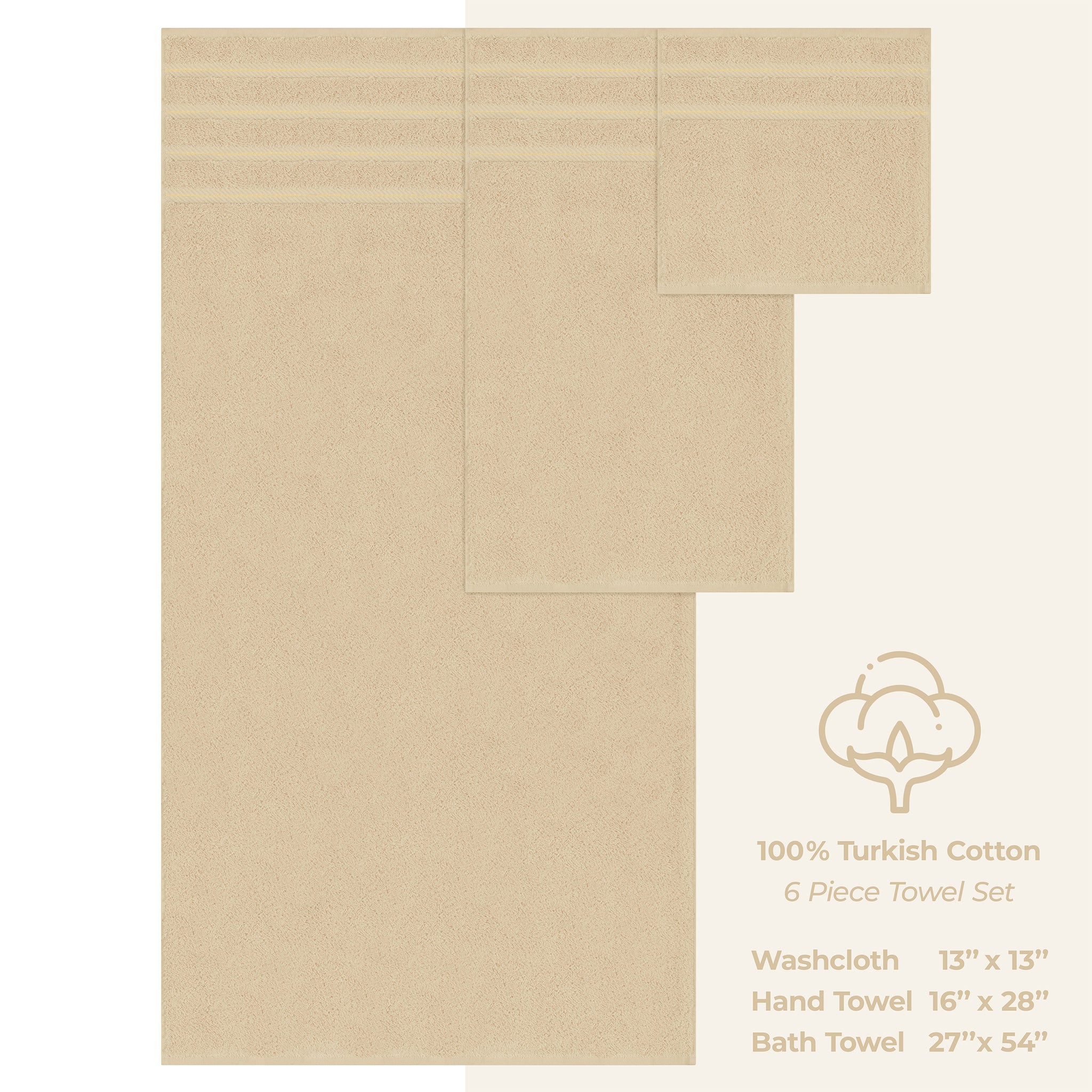 American Soft Linen 100% Turkish Cotton 6 Piece Towel Set Wholesale sand-taupe-4