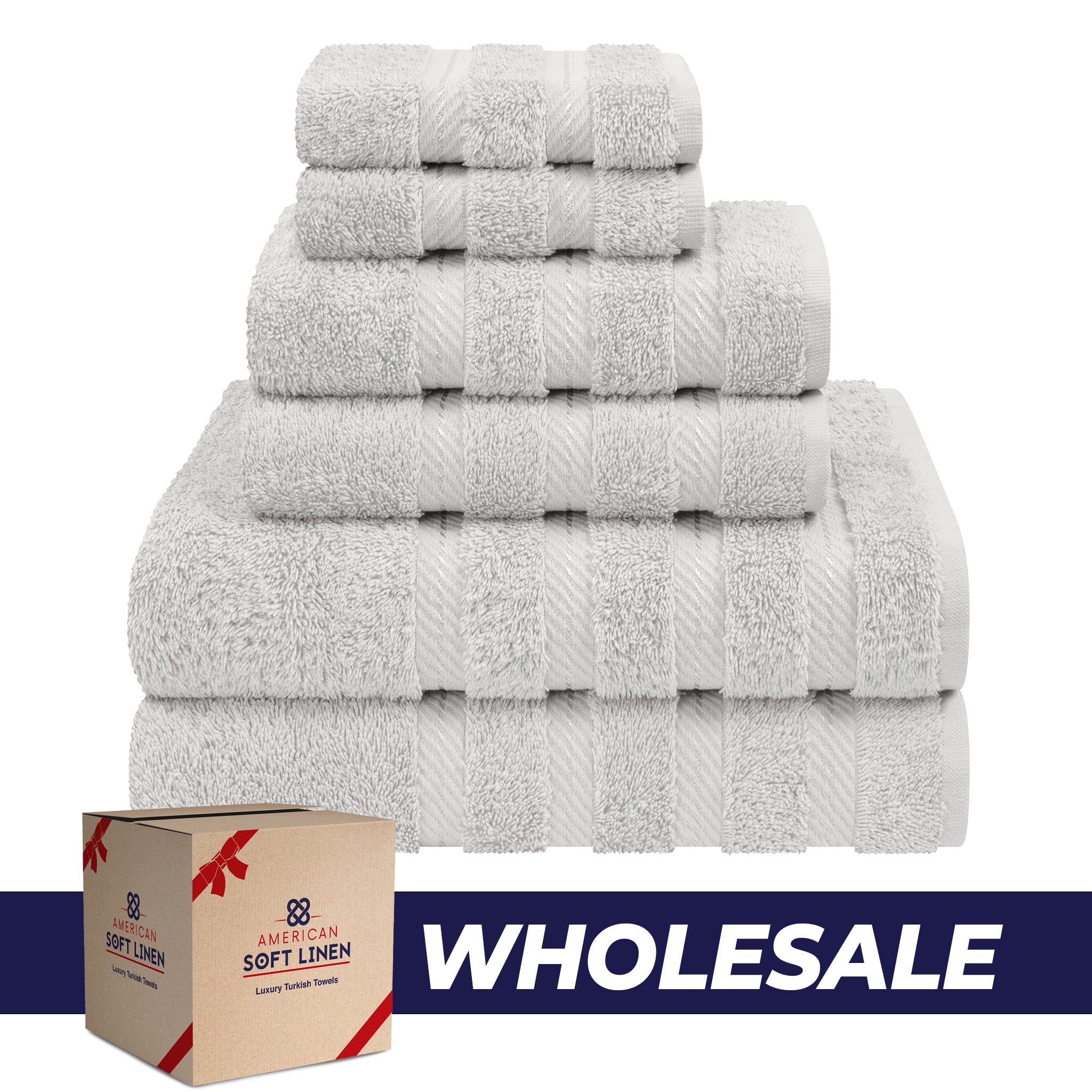 American Soft Linen 100% Turkish Cotton 6 Piece Towel Set Wholesale silver-gray-0