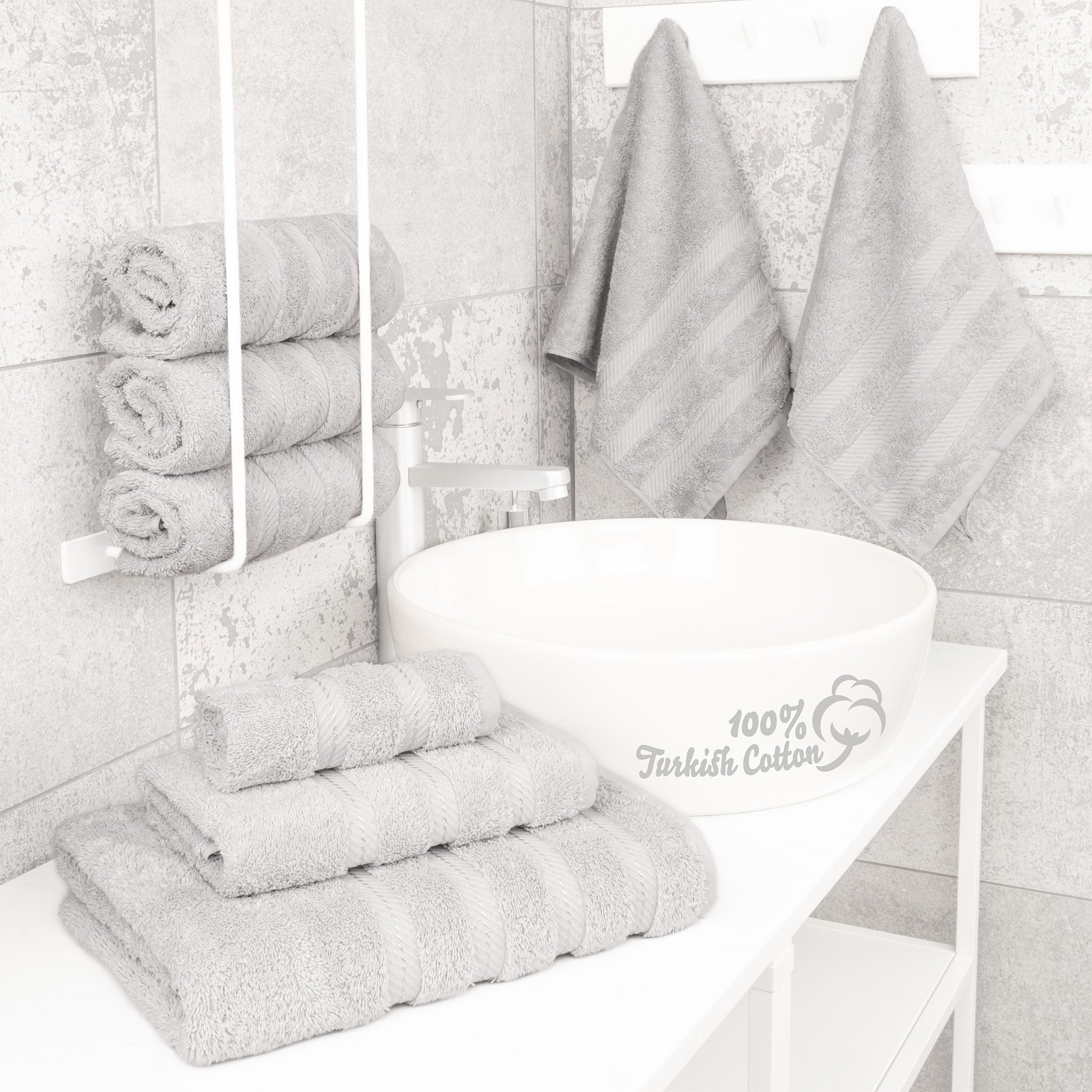 American Soft Linen 100% Turkish Cotton 6 Piece Towel Set Wholesale silver-gray-2