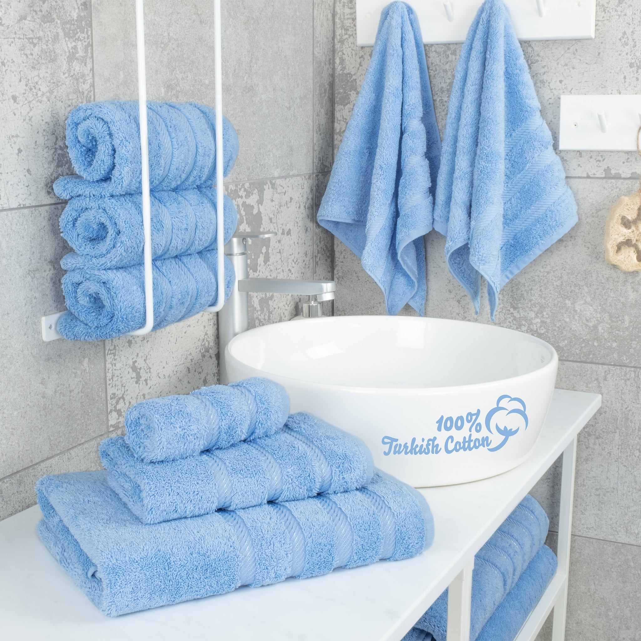 American Soft Linen 100% Turkish Cotton 6 Piece Towel Set Wholesale sky-blue-2