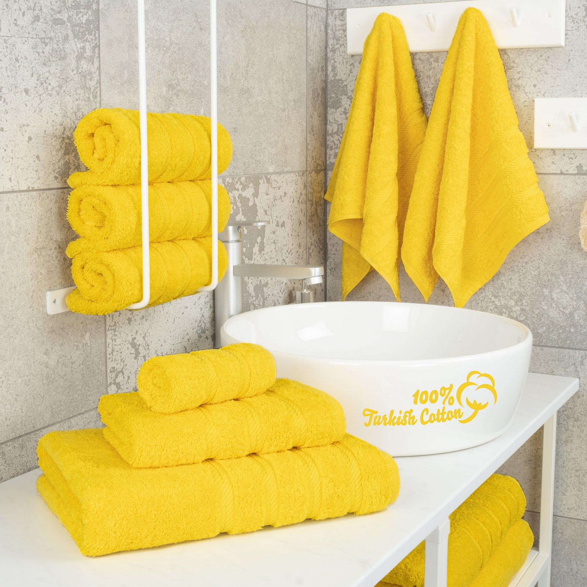 American Soft Linen 100% Turkish Cotton 6 Piece Towel Set Wholesale yellow-2
