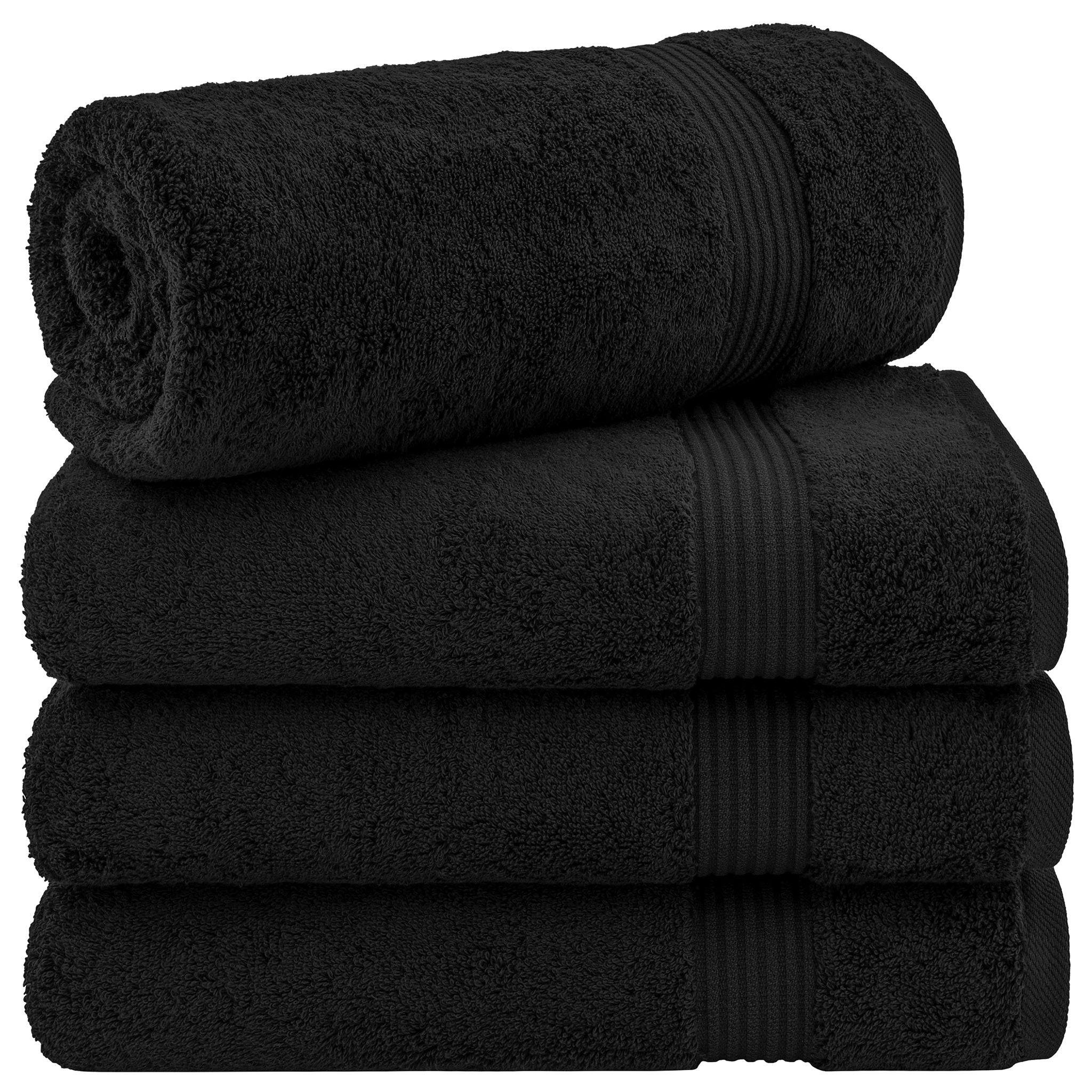 American Soft Linen Bekos 100% Cotton Turkish Towels, 4 Piece Bath Towel Set -black-01