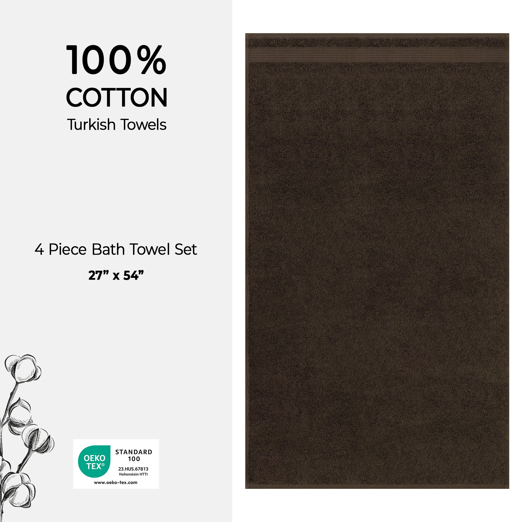 American Soft Linen Bekos 100% Cotton Turkish Towels, 4 Piece Bath Towel Set -chocolate-brown-04