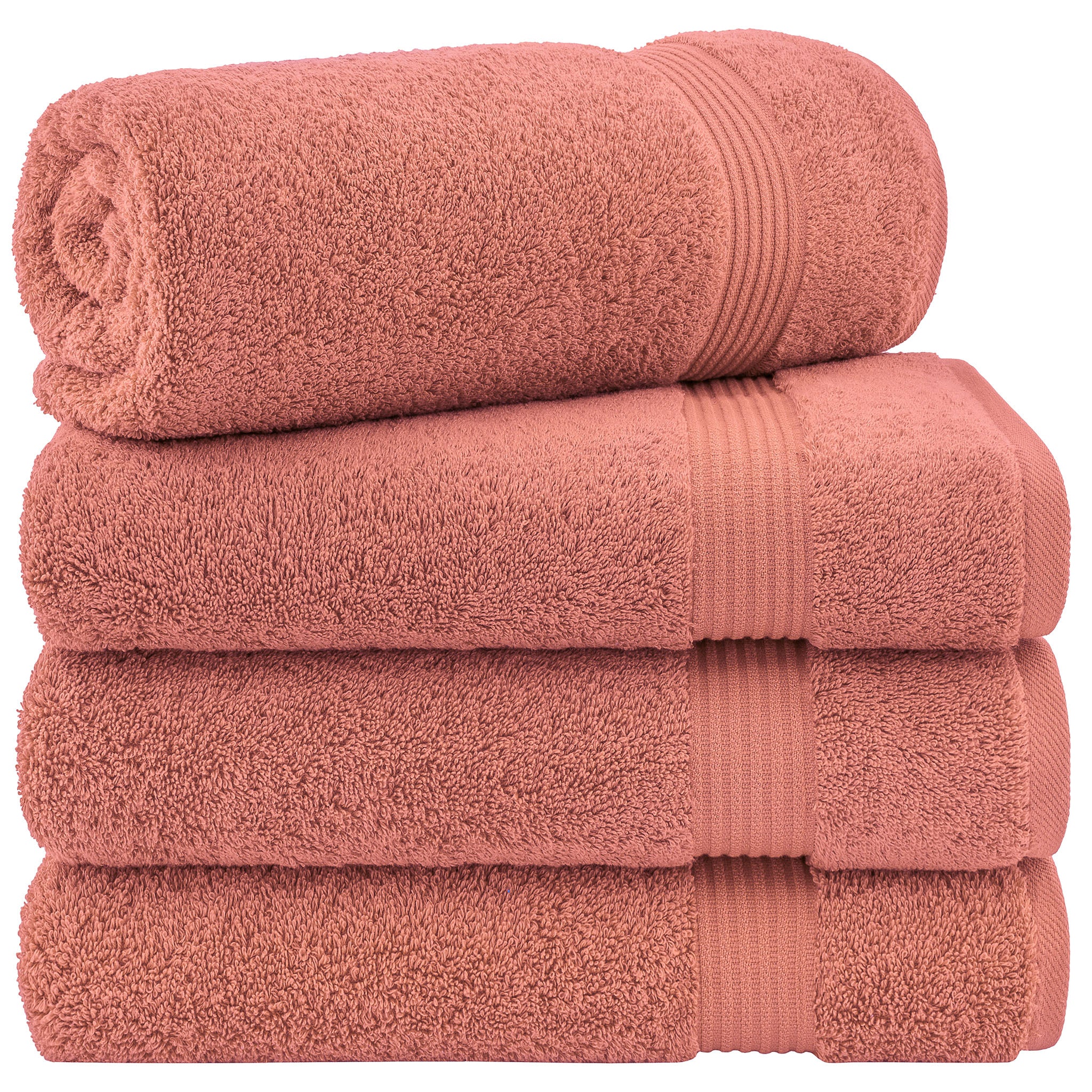 American Soft Linen Bekos 100% Cotton Turkish Towels, 4 Piece Bath Towel Set -coral-01