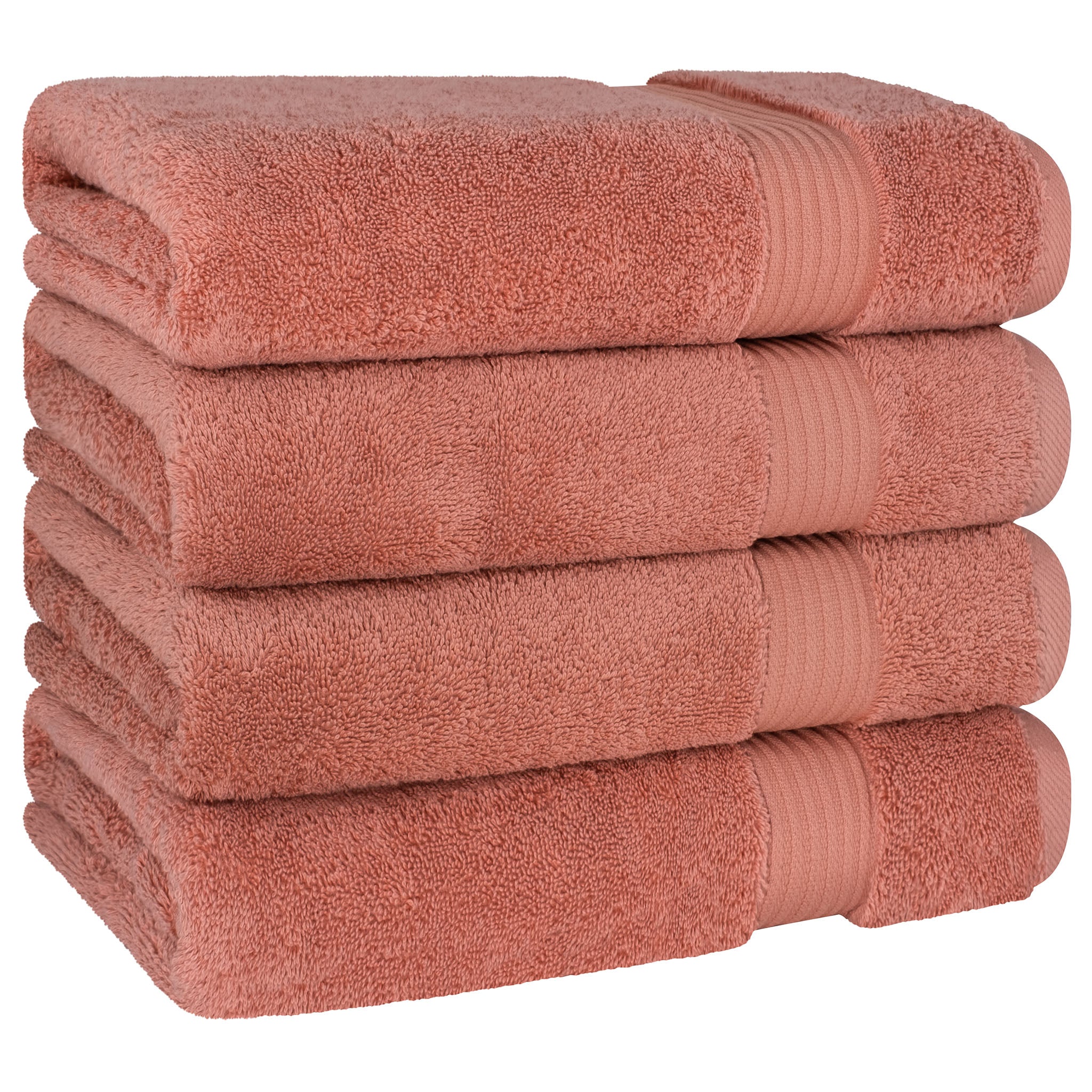 American Soft Linen Bekos 100% Cotton Turkish Towels, 4 Piece Bath Towel Set -coral-05