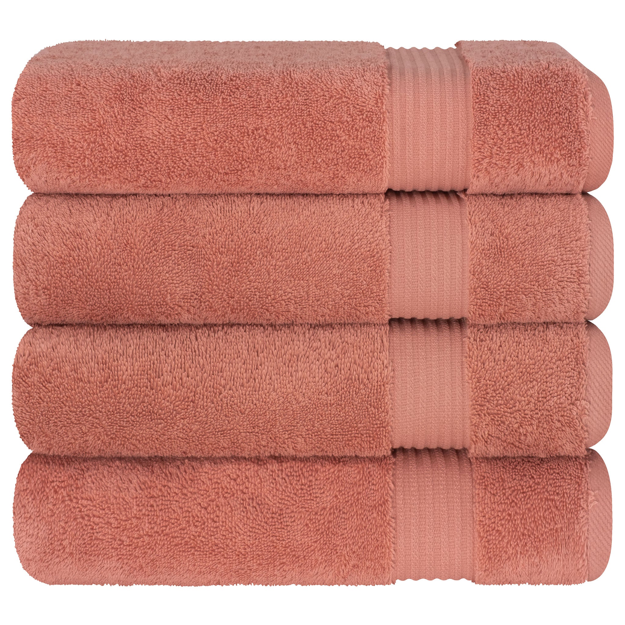 American Soft Linen Bekos 100% Cotton Turkish Towels, 4 Piece Bath Towel Set -coral-06