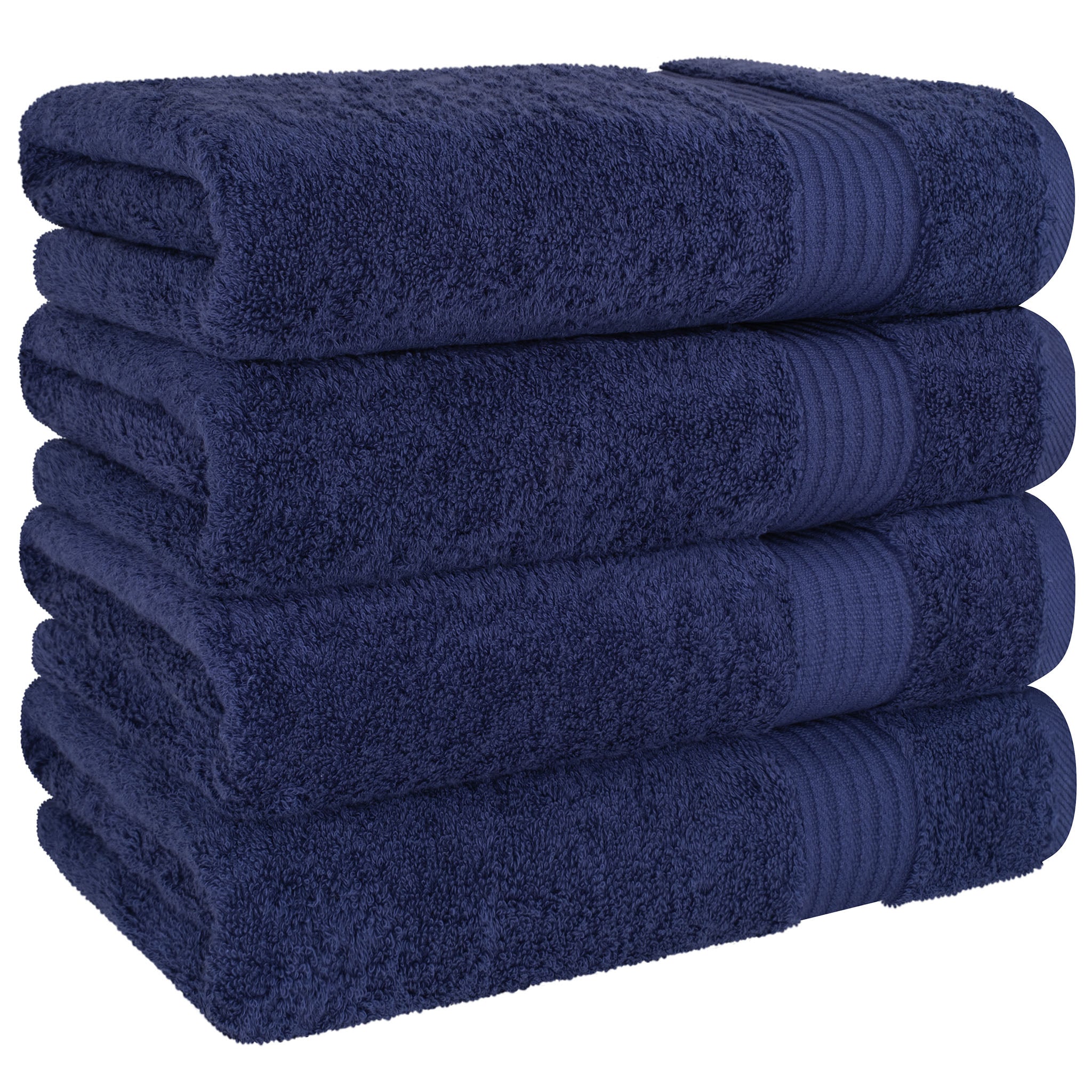 American Soft Linen Bekos 100% Cotton Turkish Towels, 4 Piece Bath Towel Set -navy-blue-05
