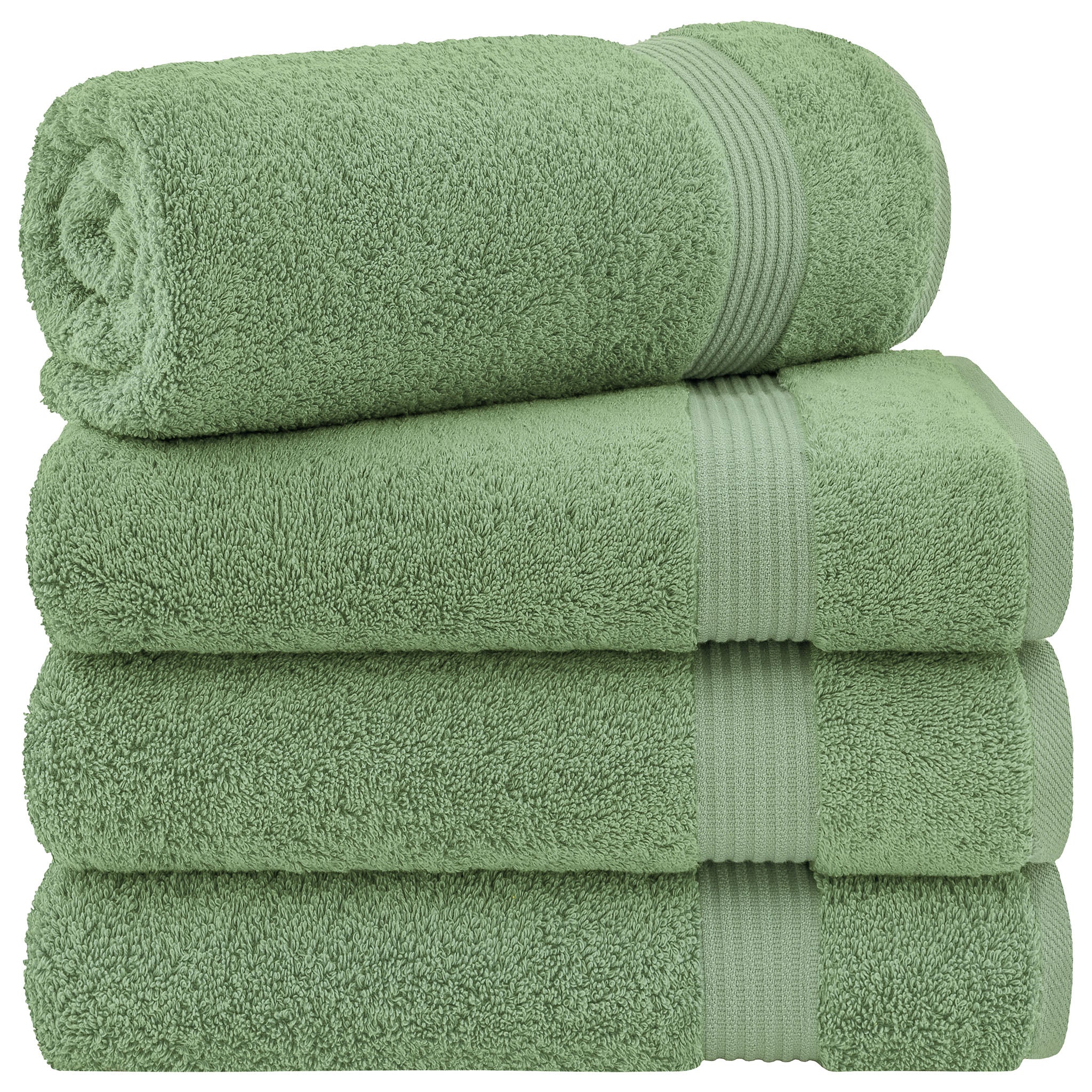 American Soft Linen Bekos 100% Cotton Turkish Towels, 4 Piece Bath Towel Set -sage-green-01