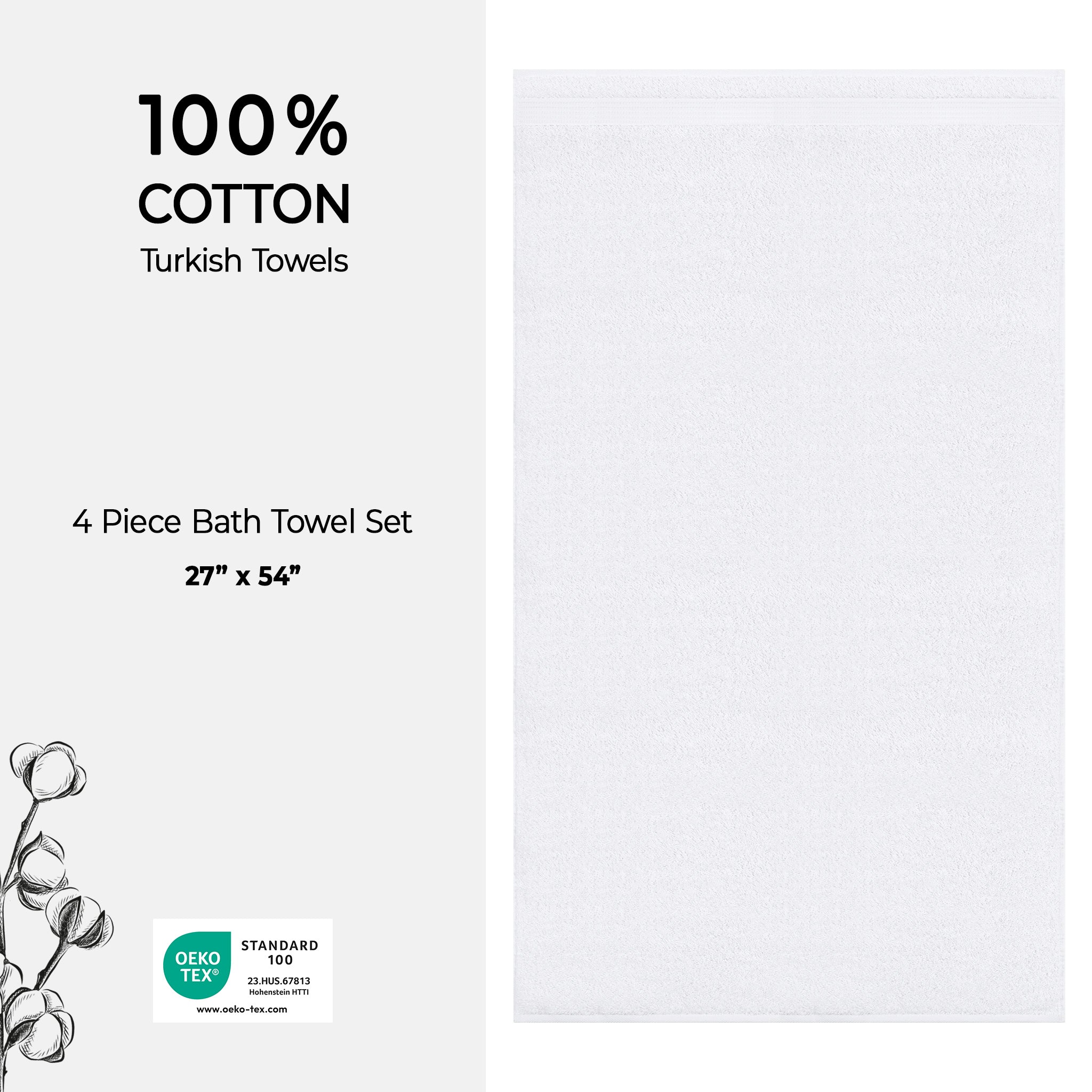 American Soft Linen Bekos 100% Cotton Turkish Towels, 4 Piece Bath Towel Set -turquoise-white-04