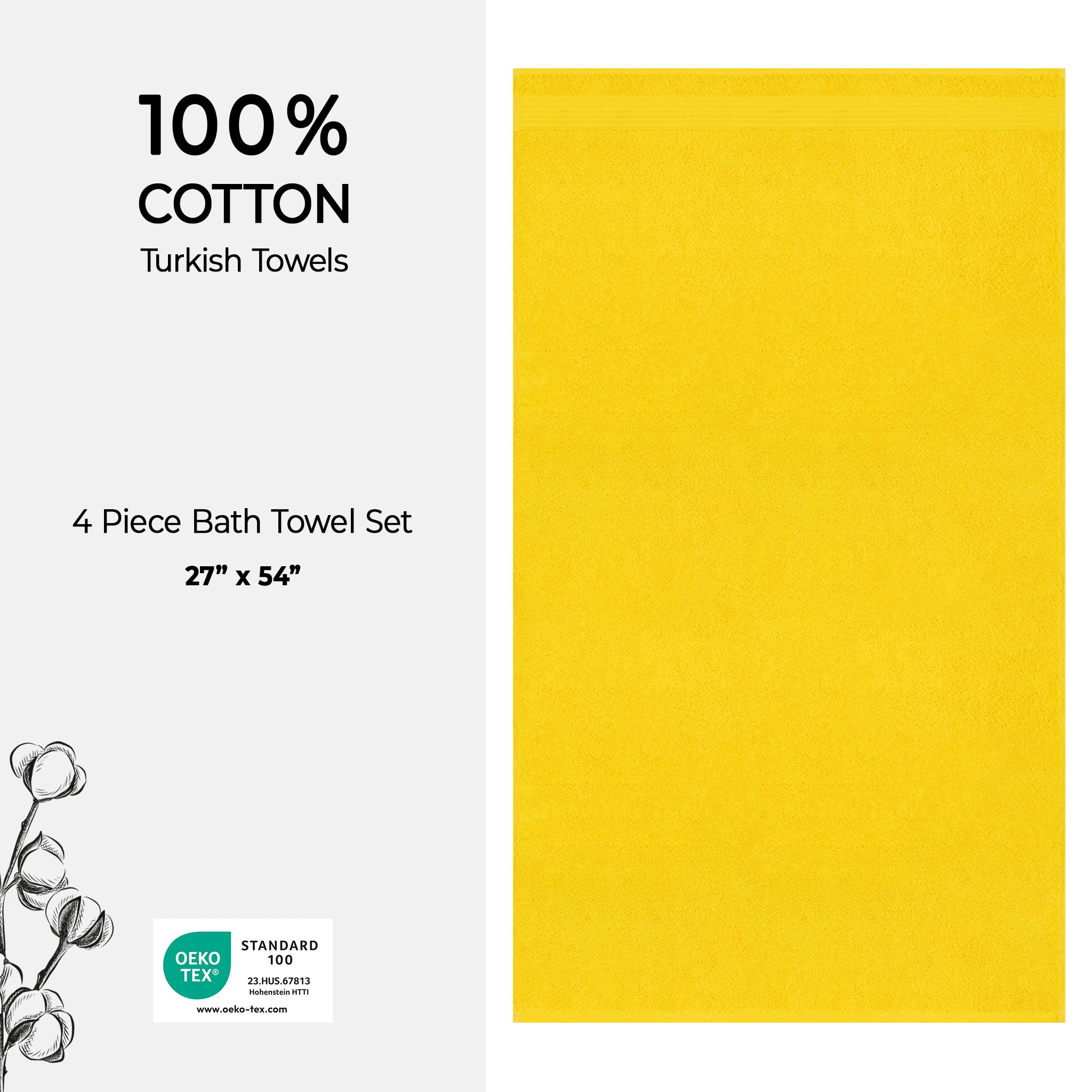 American Soft Linen Bekos 100% Cotton Turkish Towels, 4 Piece Bath Towel Set -turquoise-yellow-04