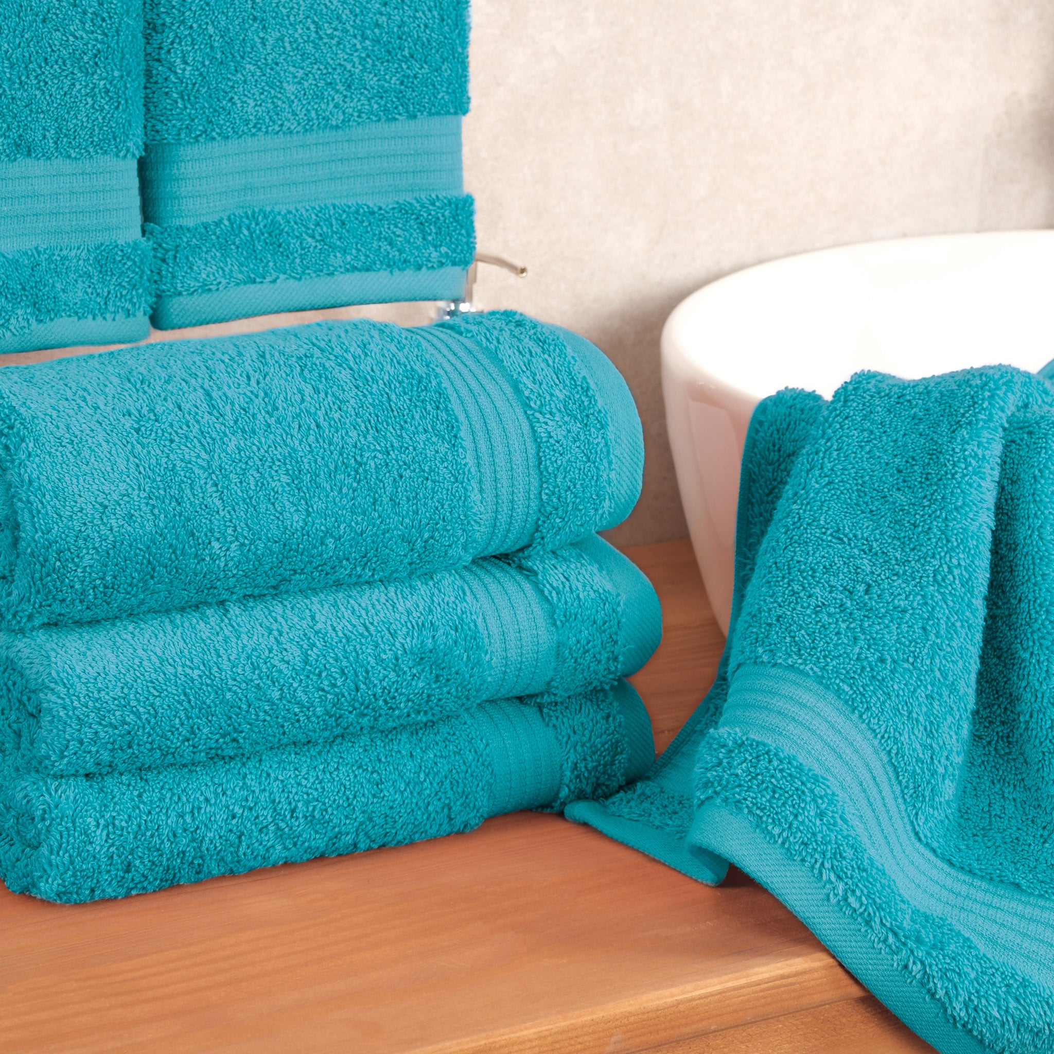 American Soft Linen Bekos 100% Cotton Turkish Towels, 4 Piece Hand Towel Set -aqua-blue-02