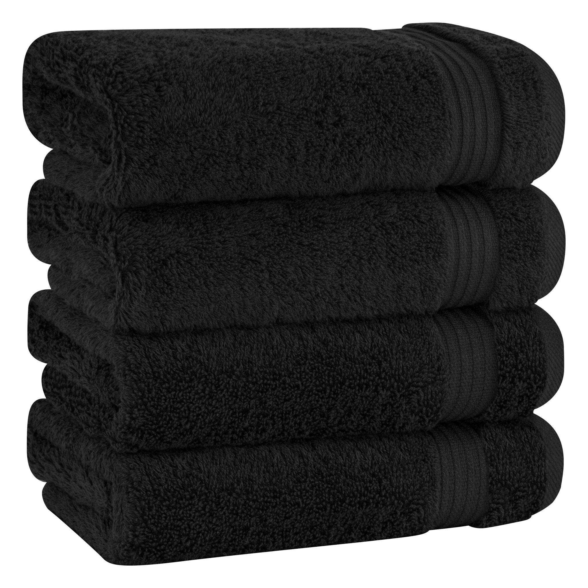 American Soft Linen Bekos 100% Cotton Turkish Towels, 4 Piece Hand Towel Set -black-01