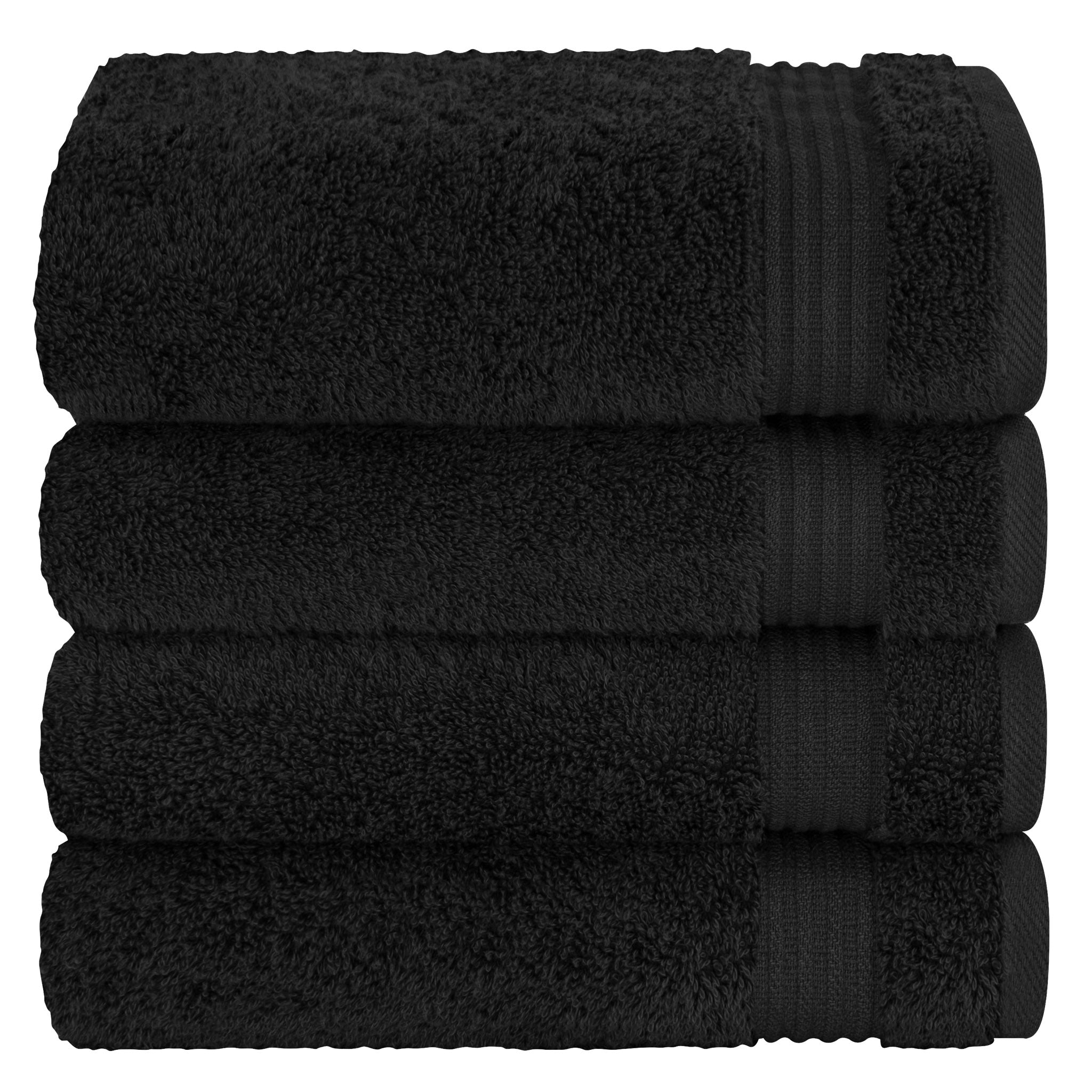 American Soft Linen Bekos 100% Cotton Turkish Towels, 4 Piece Hand Towel Set -black-05