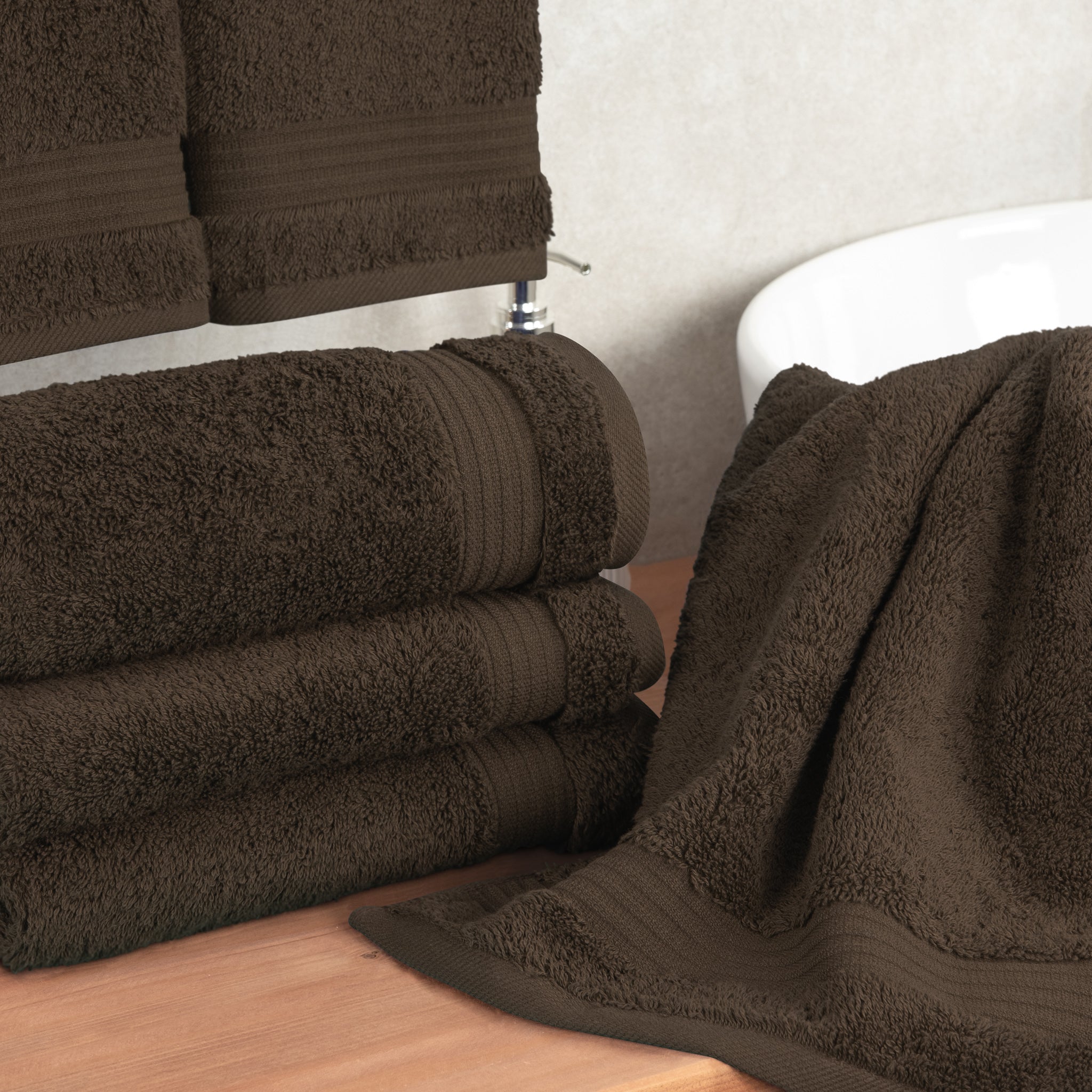 American Soft Linen Bekos 100% Cotton Turkish Towels, 4 Piece Hand Towel Set -brown-02