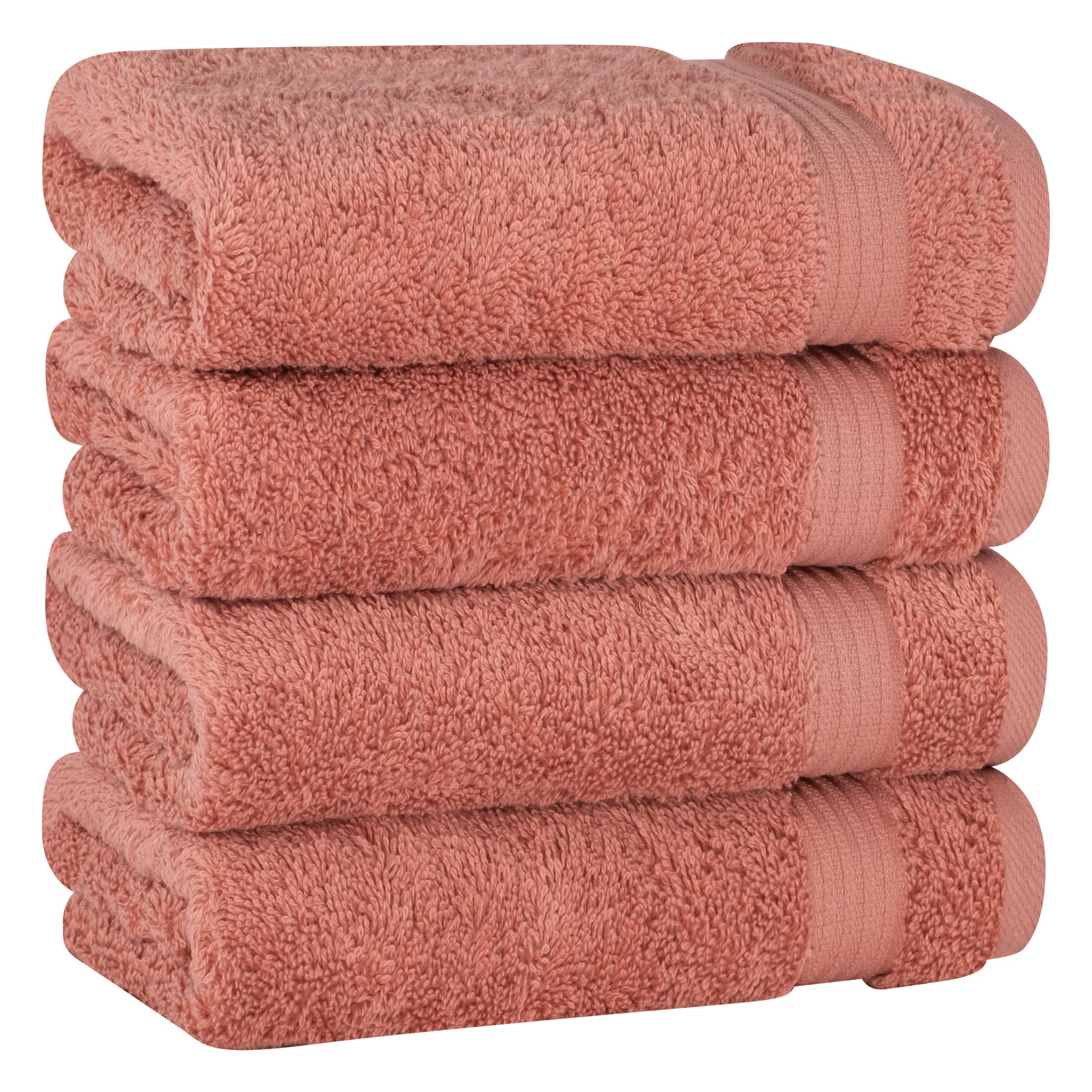 American Soft Linen Bekos 100% Cotton Turkish Towels, 4 Piece Hand Towel Set -coral-01