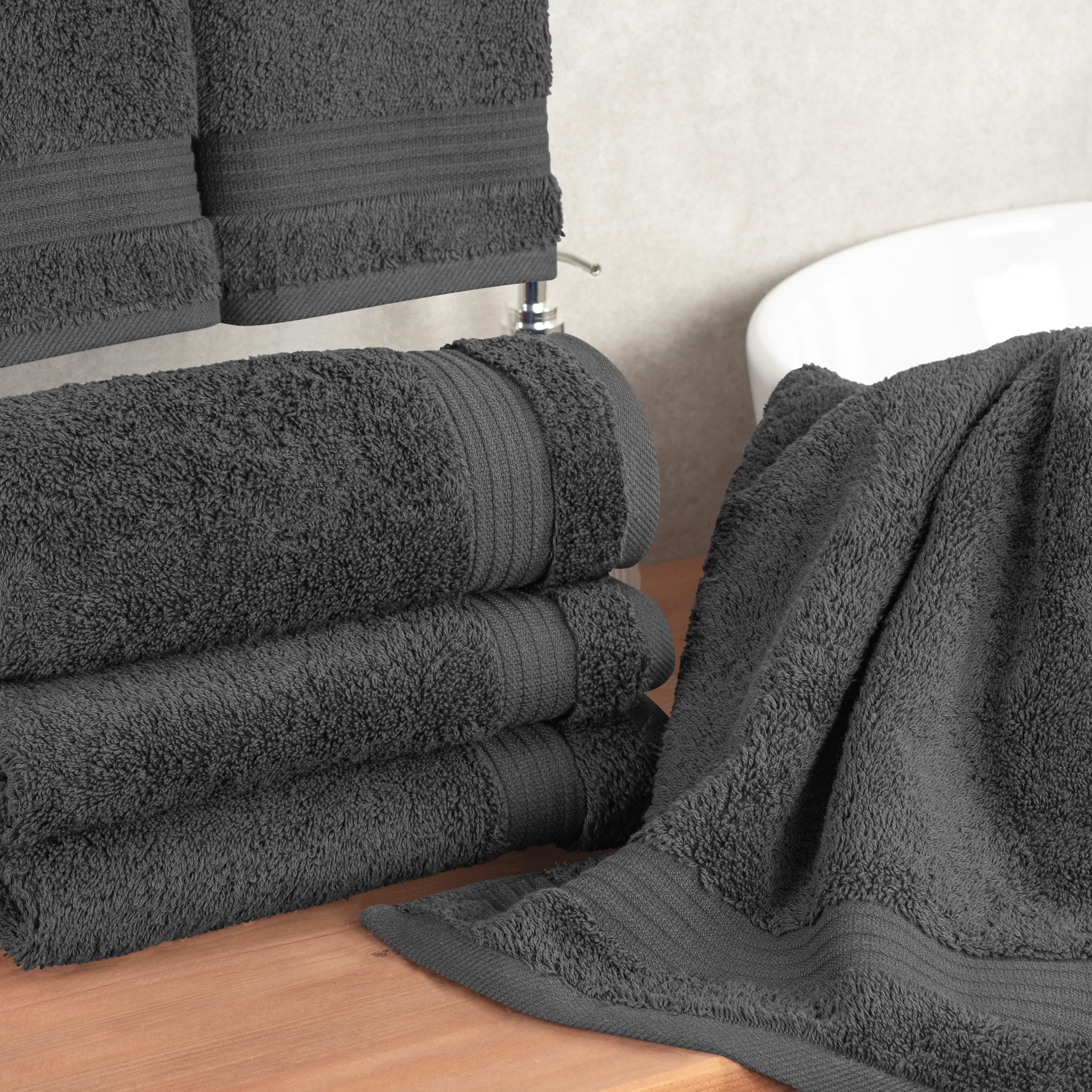 American Soft Linen Bekos 100% Cotton Turkish Towels, 4 Piece Hand Towel Set -gray-02