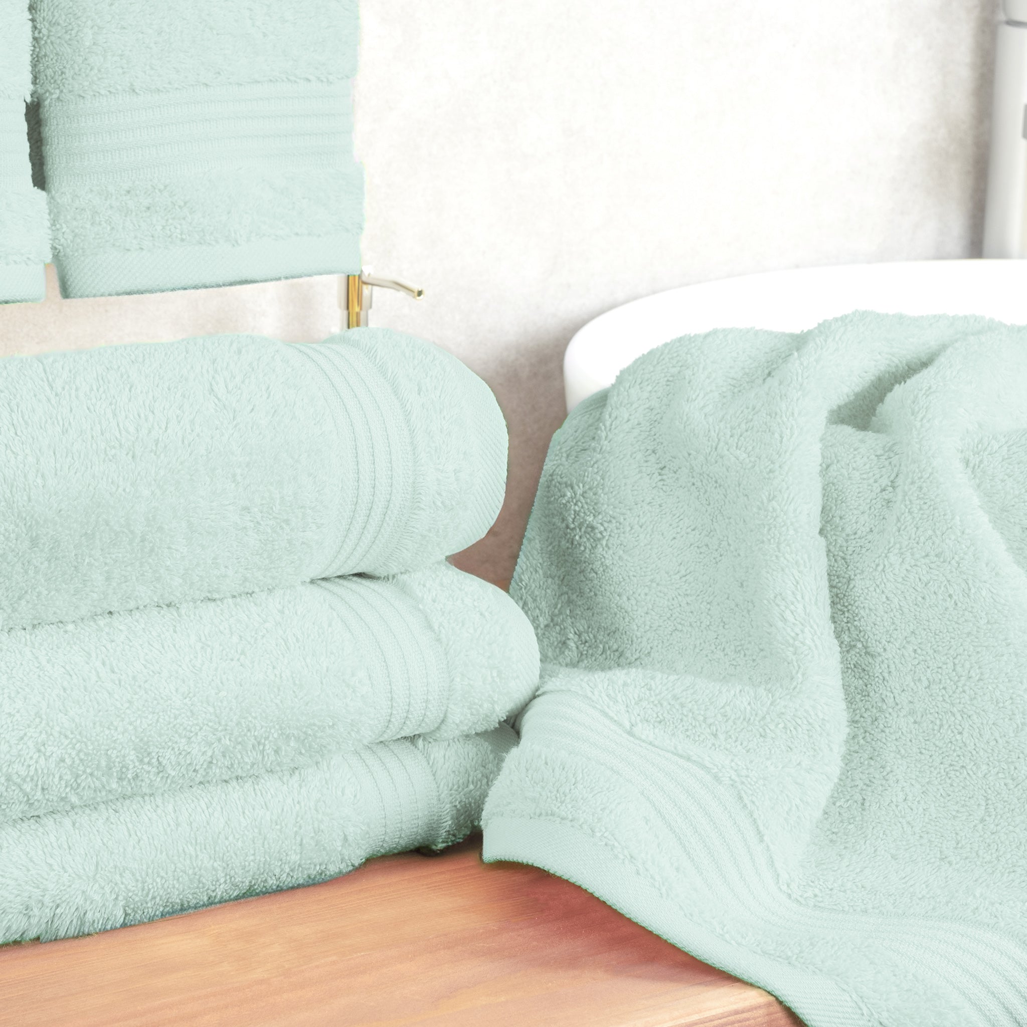 American Soft Linen Bekos 100% Cotton Turkish Towels, 4 Piece Hand Towel Set -mint-02