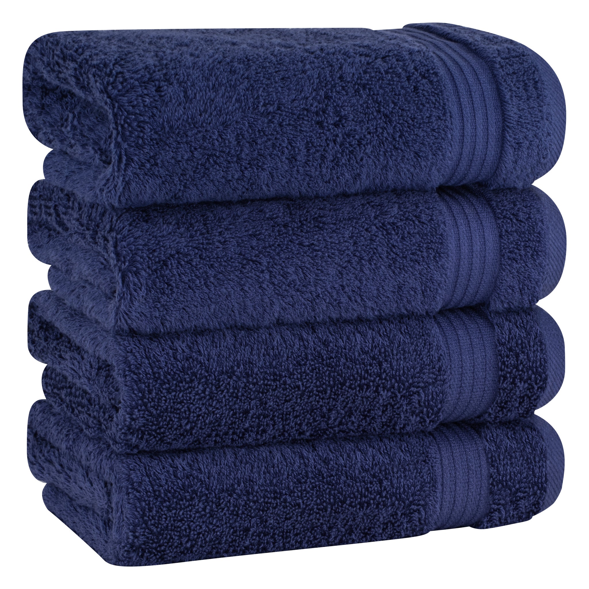 American Soft Linen Bekos 100% Cotton Turkish Towels, 4 Piece Hand Towel Set -navy-blue-01