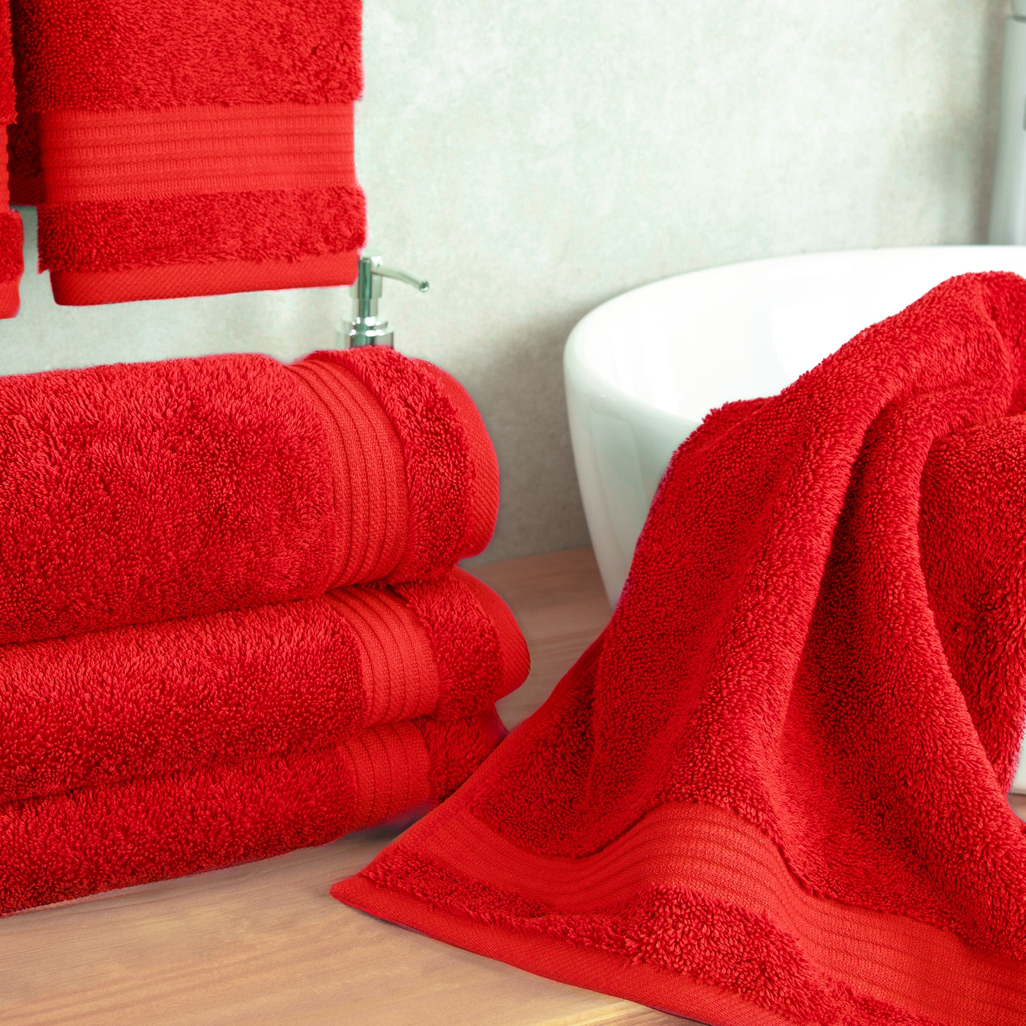 American Soft Linen Bekos 100% Cotton Turkish Towels, 4 Piece Hand Towel Set -red-02