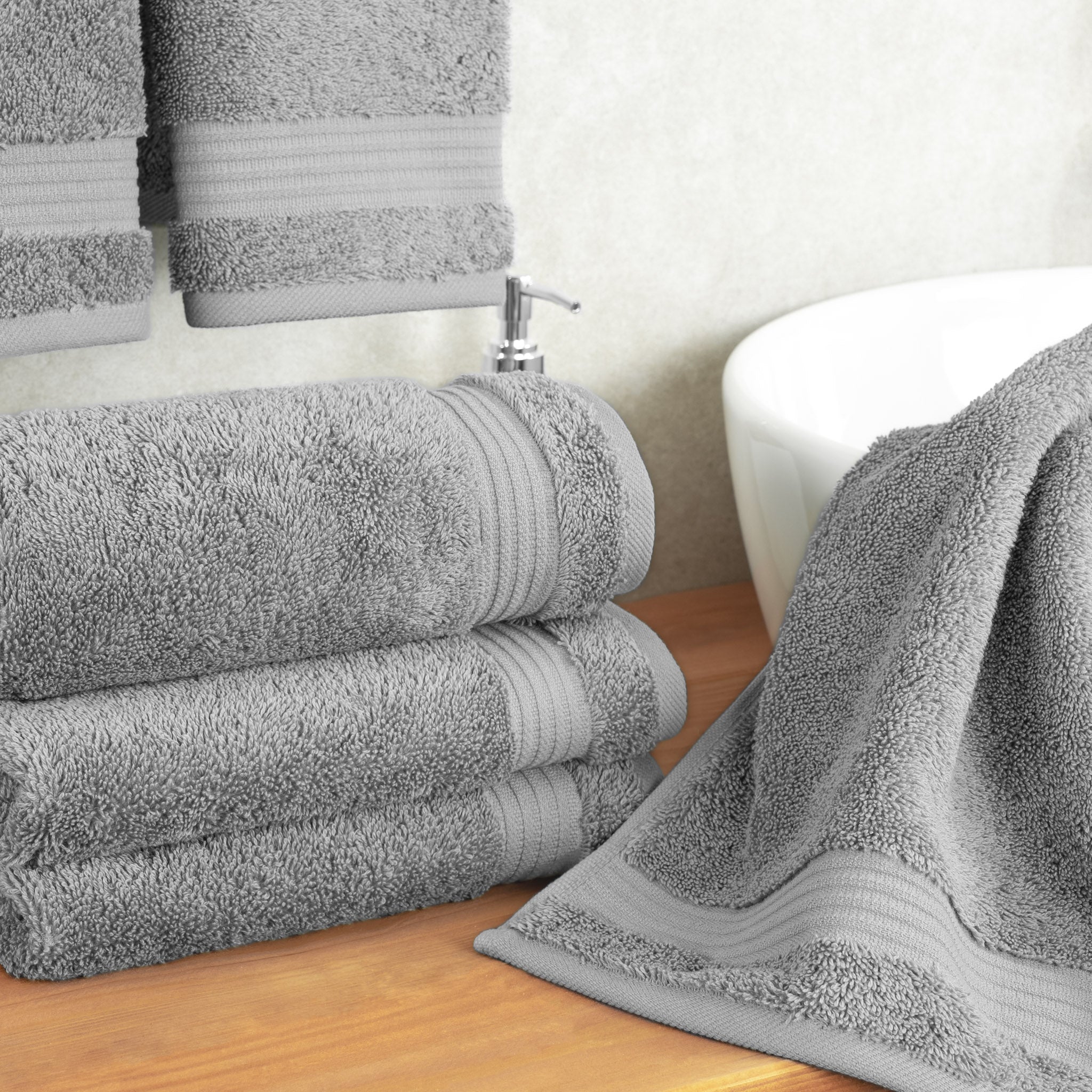 American Soft Linen Bekos 100% Cotton Turkish Towels, 4 Piece Hand Towel Set -rockridge-gray-02