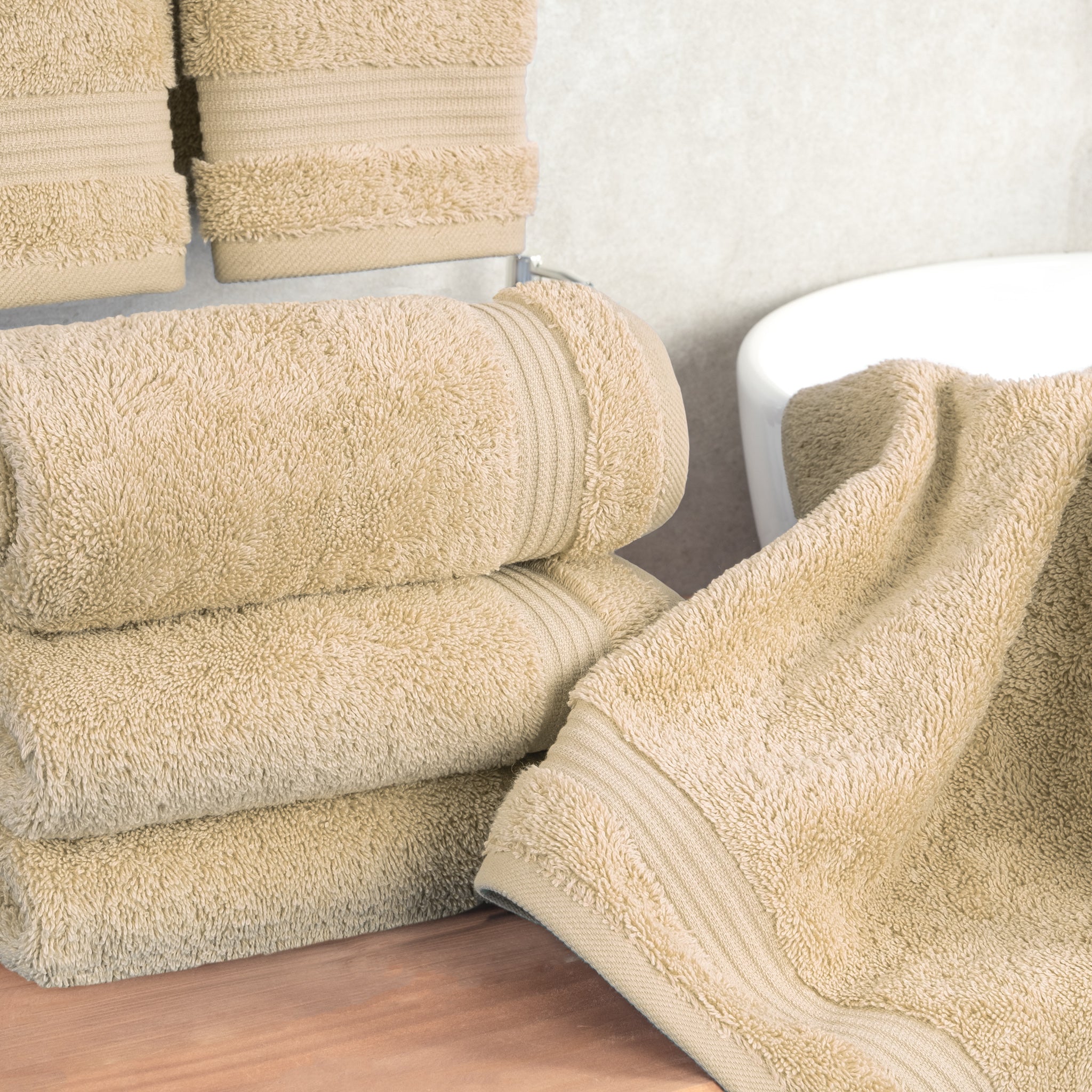 American Soft Linen Bekos 100% Cotton Turkish Towels, 4 Piece Hand Towel Set -sand-taupe-02