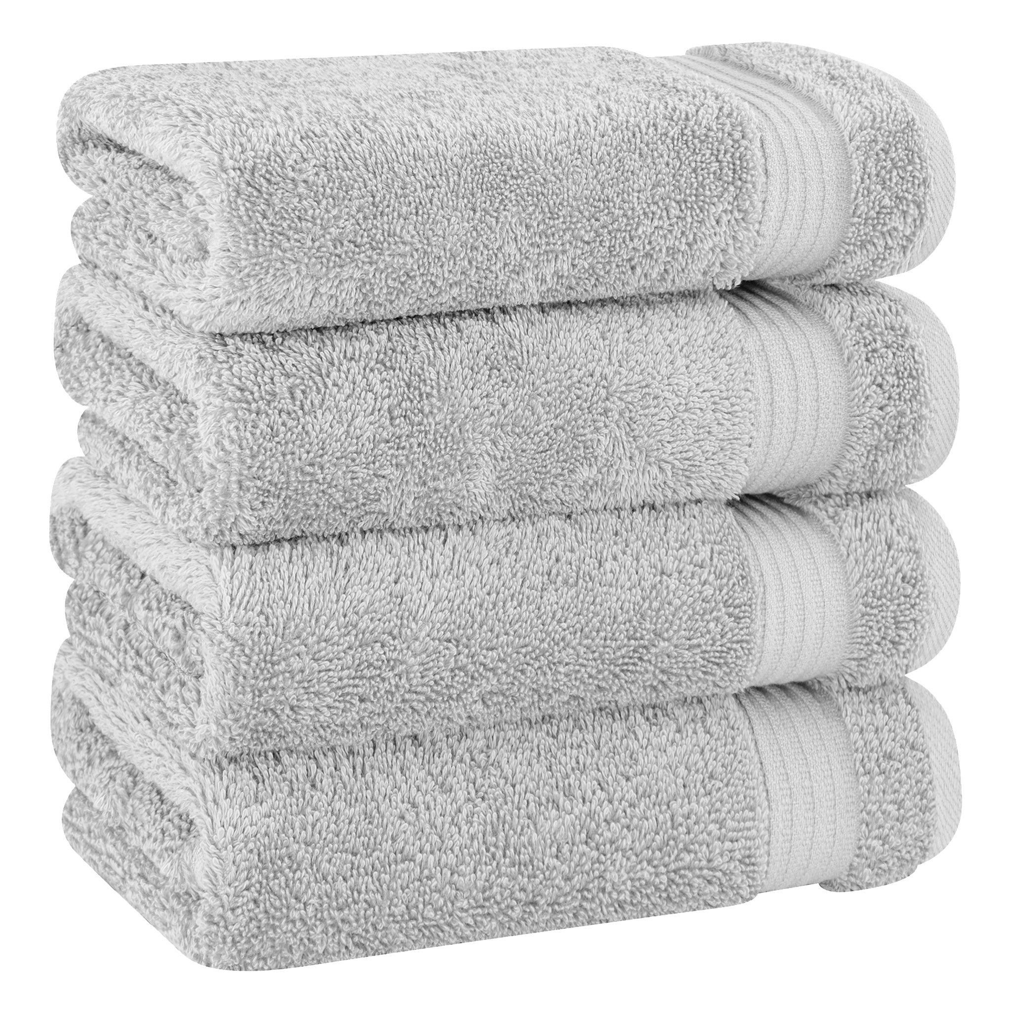 American Soft Linen Bekos 100% Cotton Turkish Towels, 4 Piece Hand Towel Set -silver-gray-01