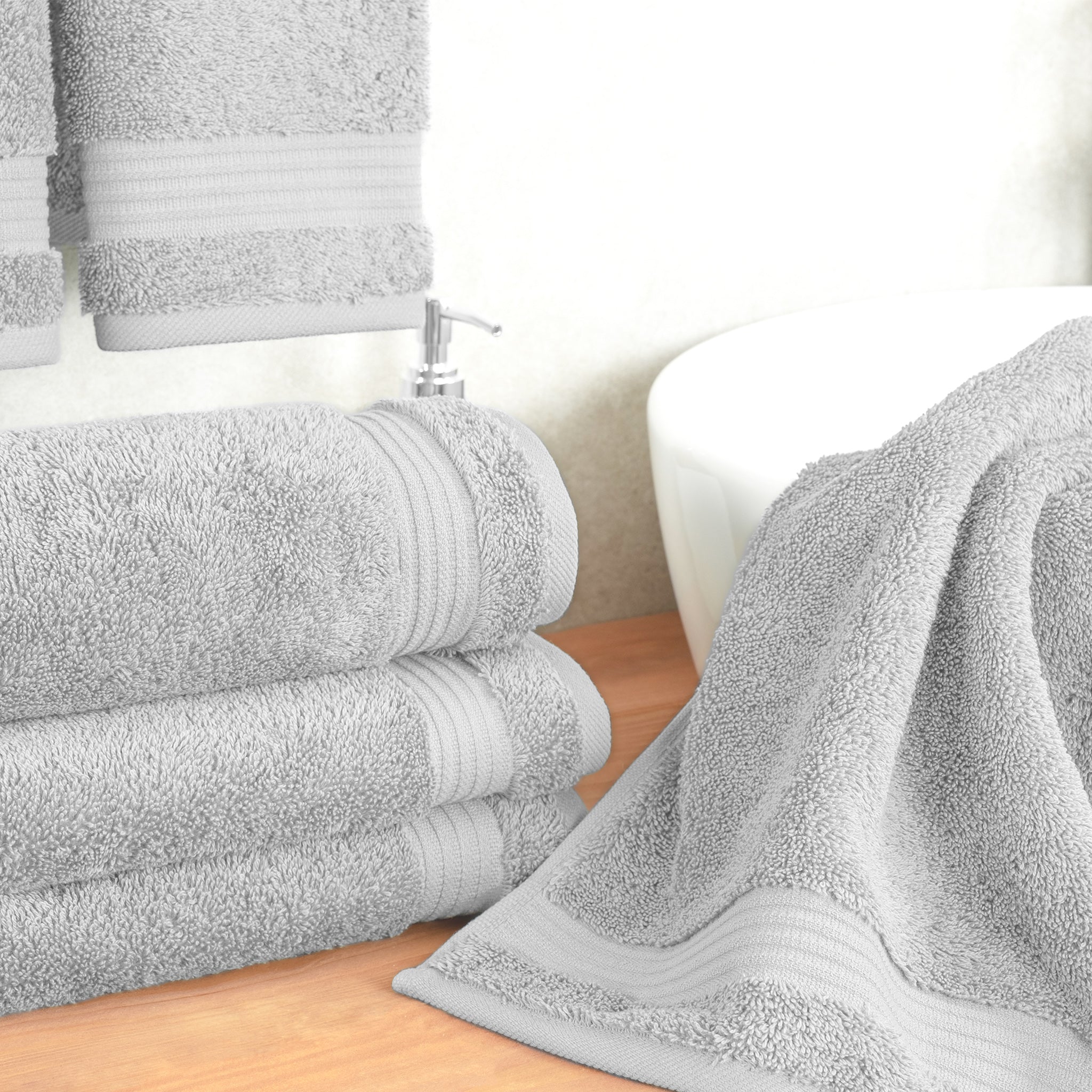 American Soft Linen Bekos 100% Cotton Turkish Towels, 4 Piece Hand Towel Set -silver-gray-02