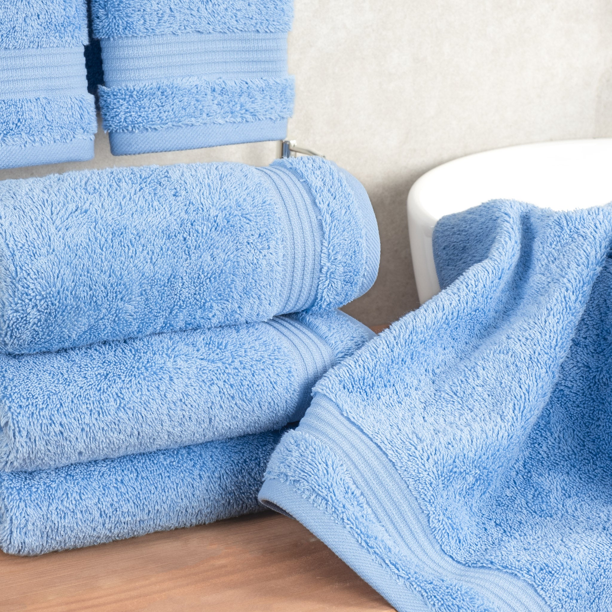 American Soft Linen Bekos 100% Cotton Turkish Towels, 4 Piece Hand Towel Set -sky-blue-02