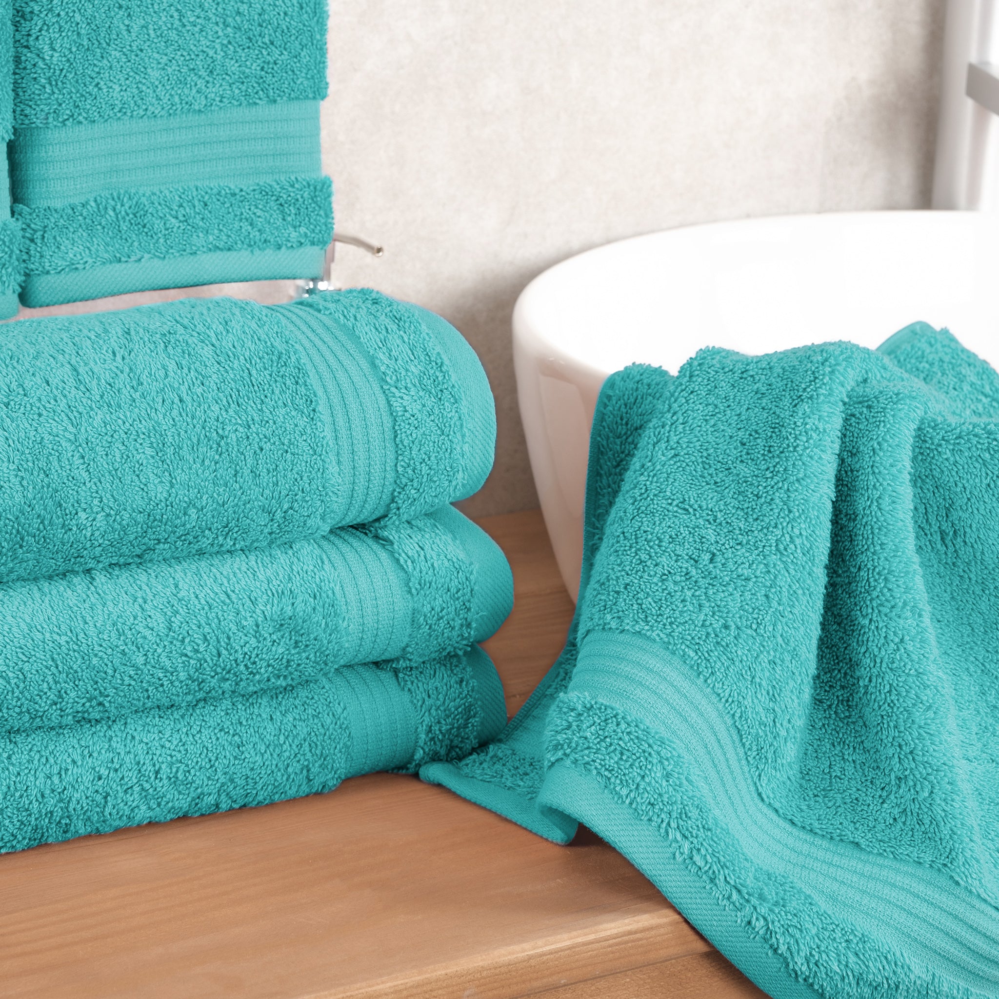 American Soft Linen Bekos 100% Cotton Turkish Towels, 4 Piece Hand Towel Set -turquoise-blue-02