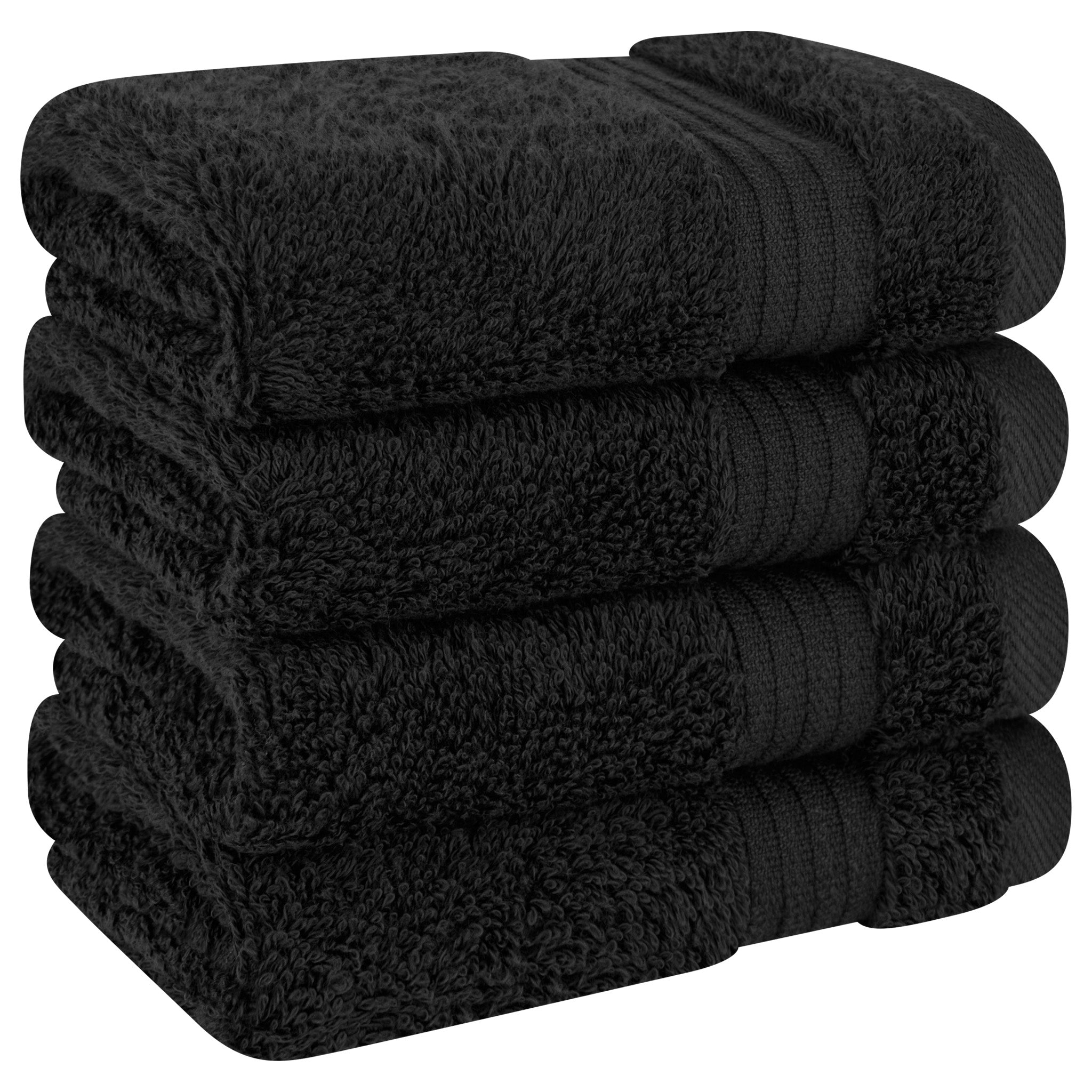 American Soft Linen Bekos 100% Cotton Turkish Towels, 4 Piece Washcloth Towel Set -black-03