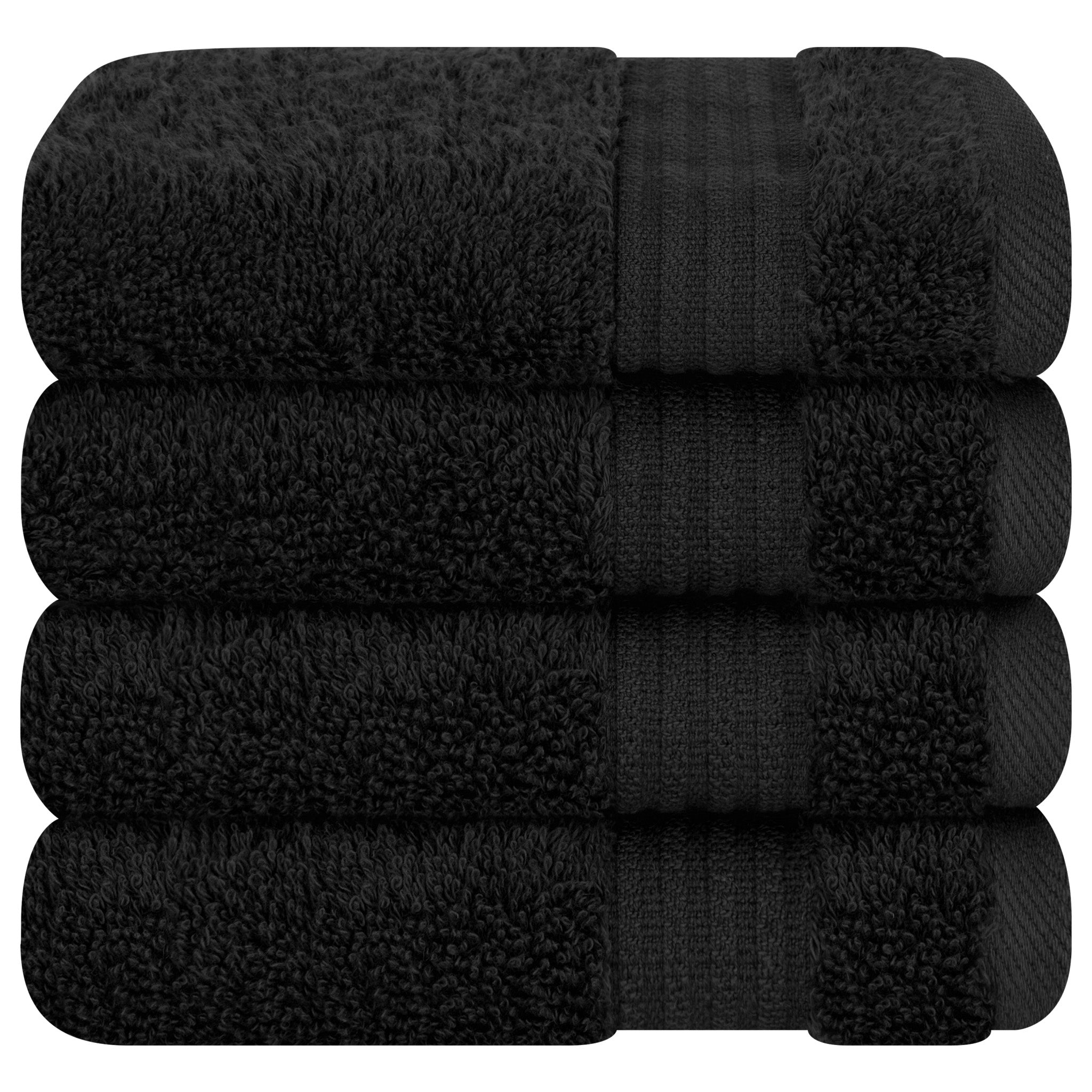 American Soft Linen Bekos 100% Cotton Turkish Towels, 4 Piece Washcloth Towel Set -black-05