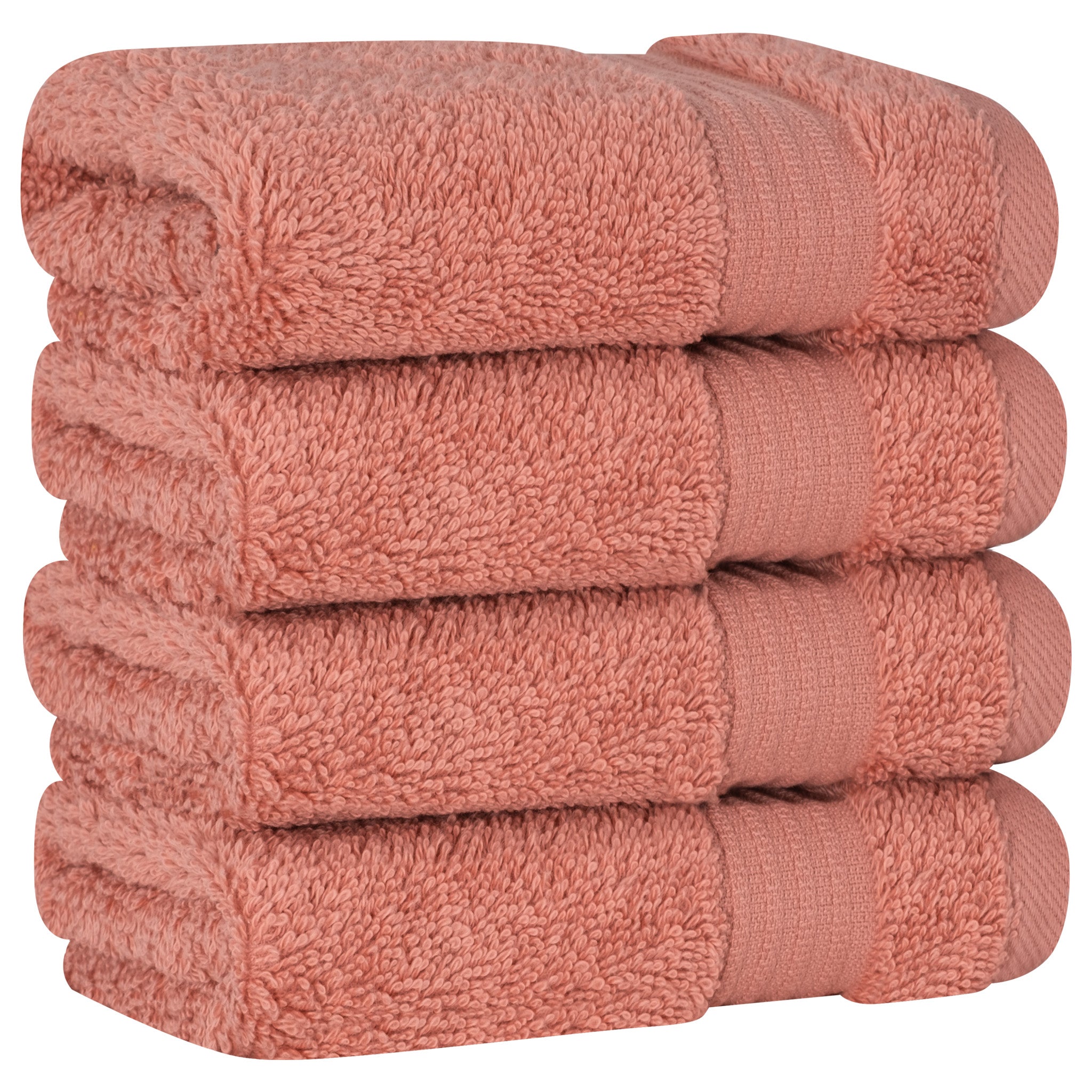 American Soft Linen Bekos 100% Cotton Turkish Towels, 4 Piece Washcloth Towel Set -coral-03