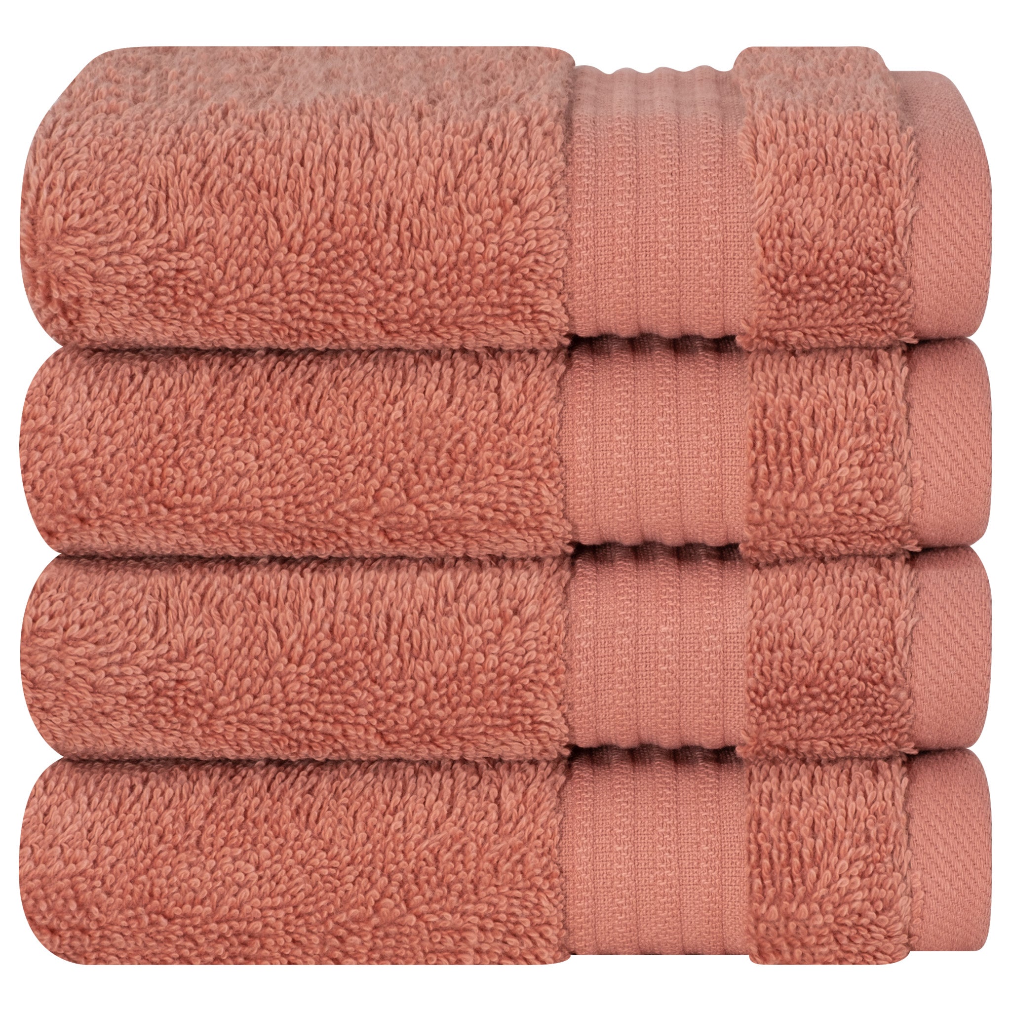 American Soft Linen Bekos 100% Cotton Turkish Towels, 4 Piece Washcloth Towel Set -coral-05