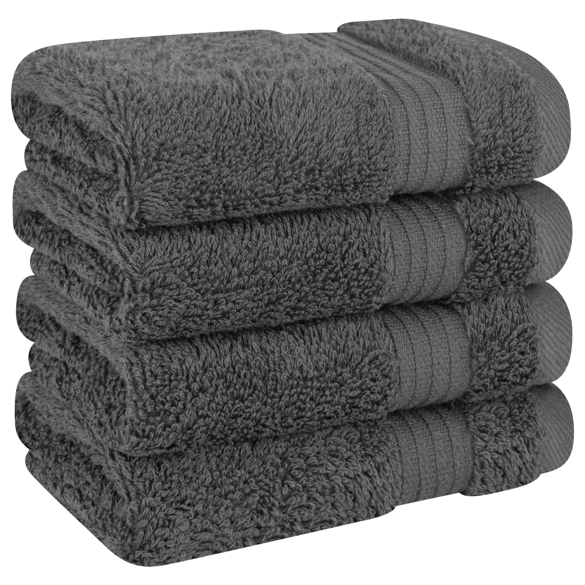 American Soft Linen Bekos 100% Cotton Turkish Towels, 4 Piece Washcloth Towel Set -gray-03