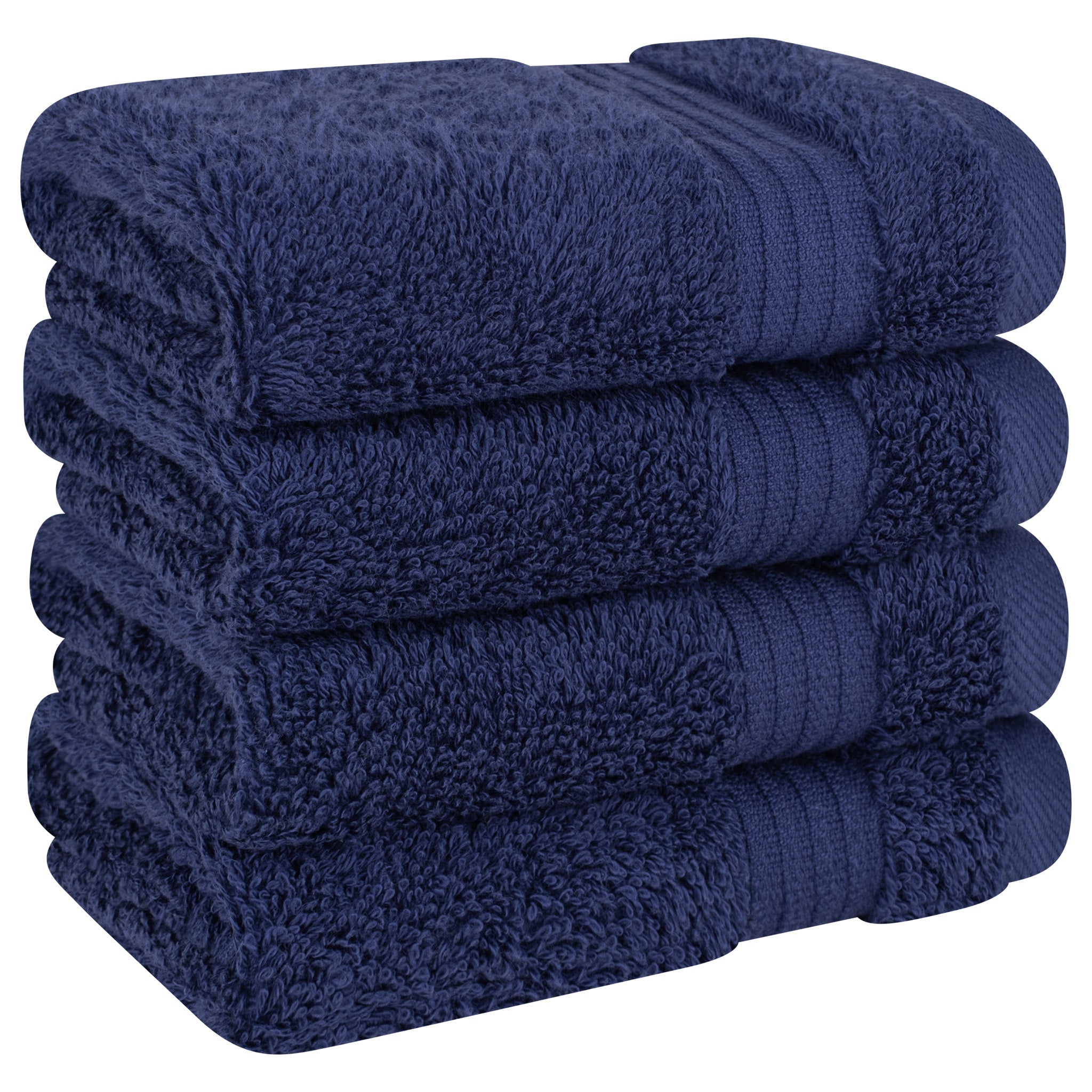 American Soft Linen Bekos 100% Cotton Turkish Towels, 4 Piece Washcloth Towel Set -navy-blue-03
