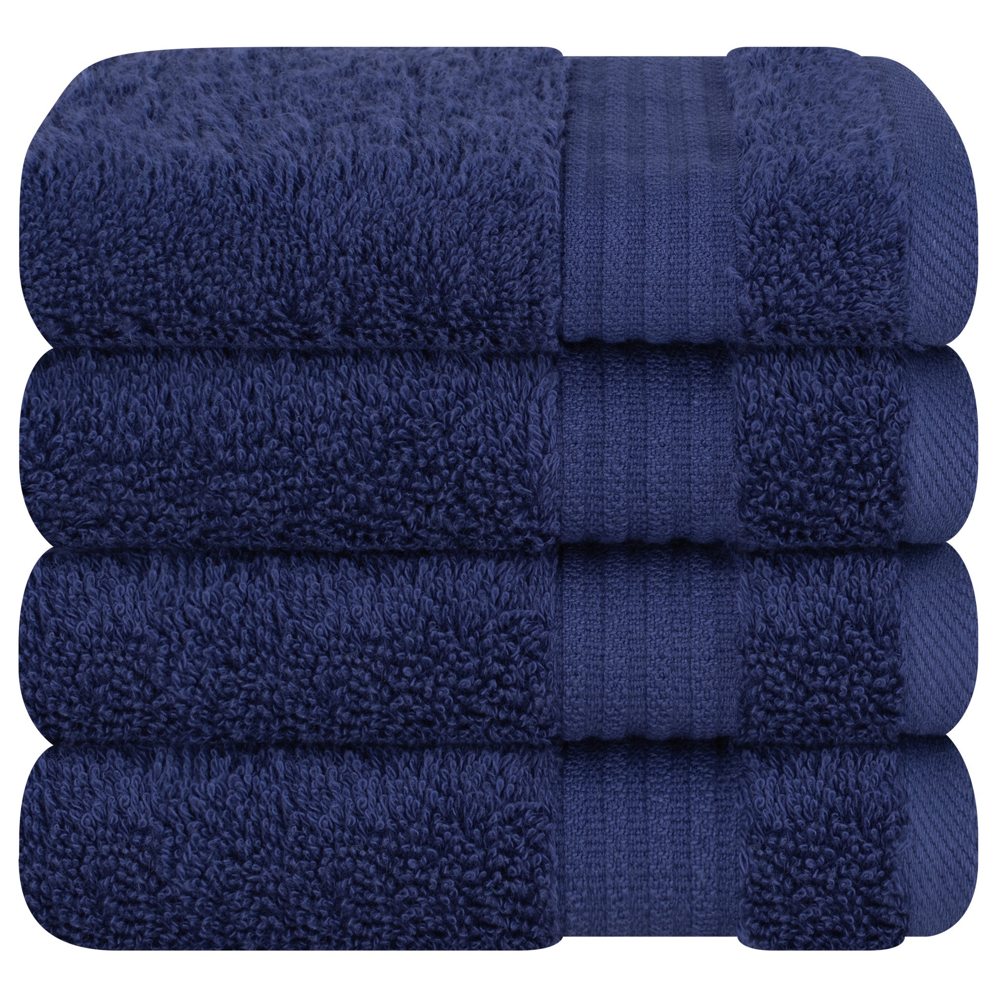 American Soft Linen Bekos 100% Cotton Turkish Towels, 4 Piece Washcloth Towel Set -navy-blue-05