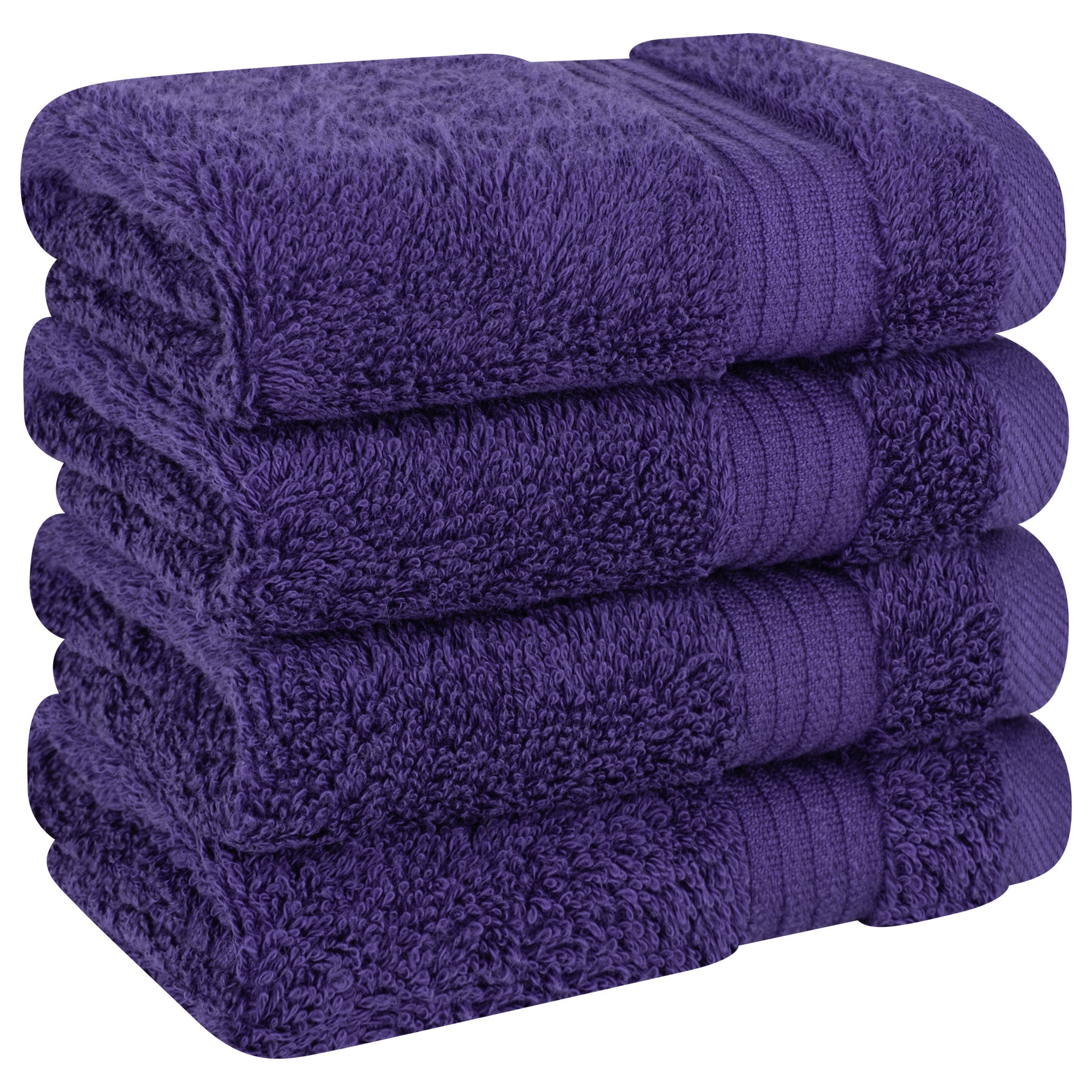 American Soft Linen Bekos 100% Cotton Turkish Towels, 4 Piece Washcloth Towel Set -purple-03