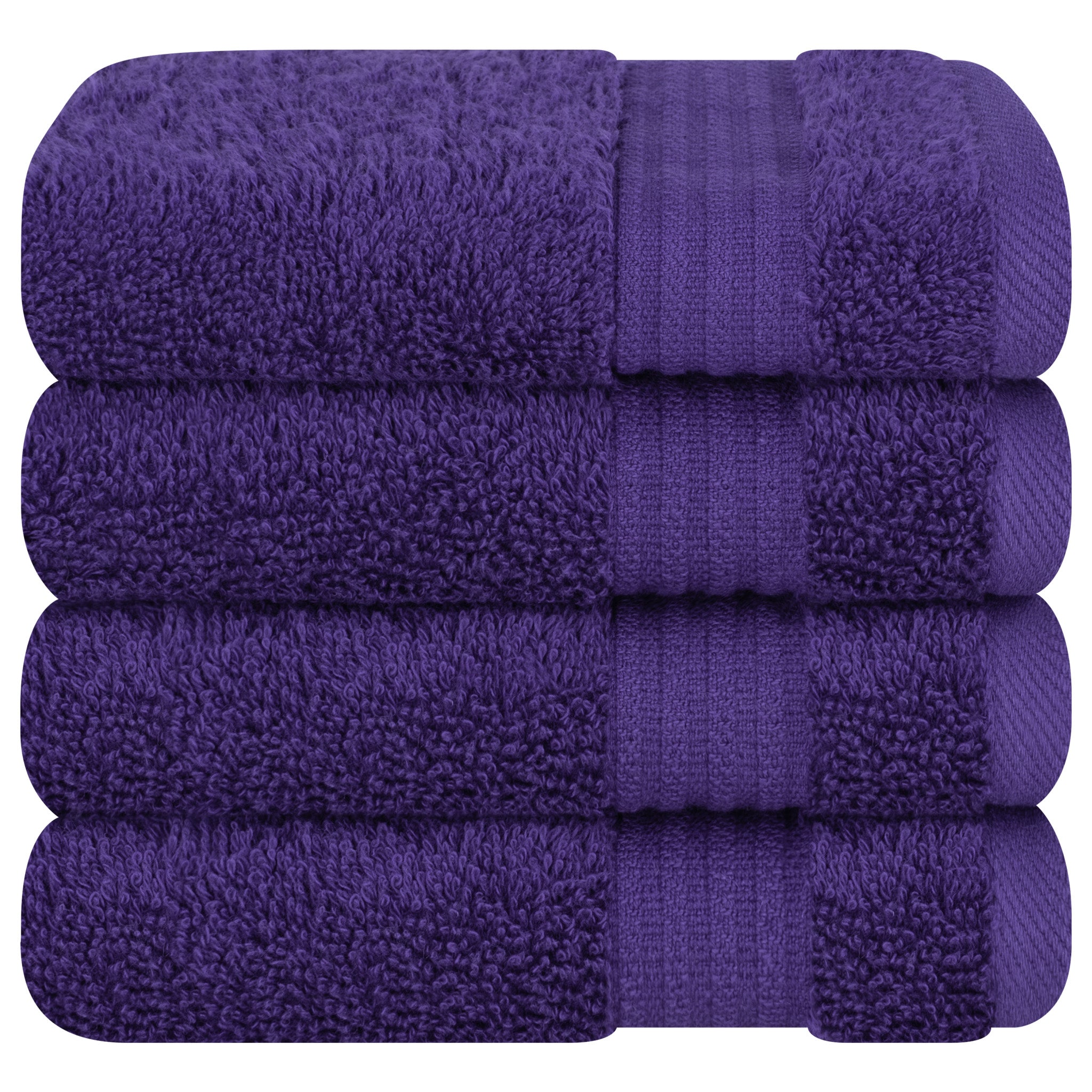 American Soft Linen Bekos 100% Cotton Turkish Towels, 4 Piece Washcloth Towel Set -purple-05