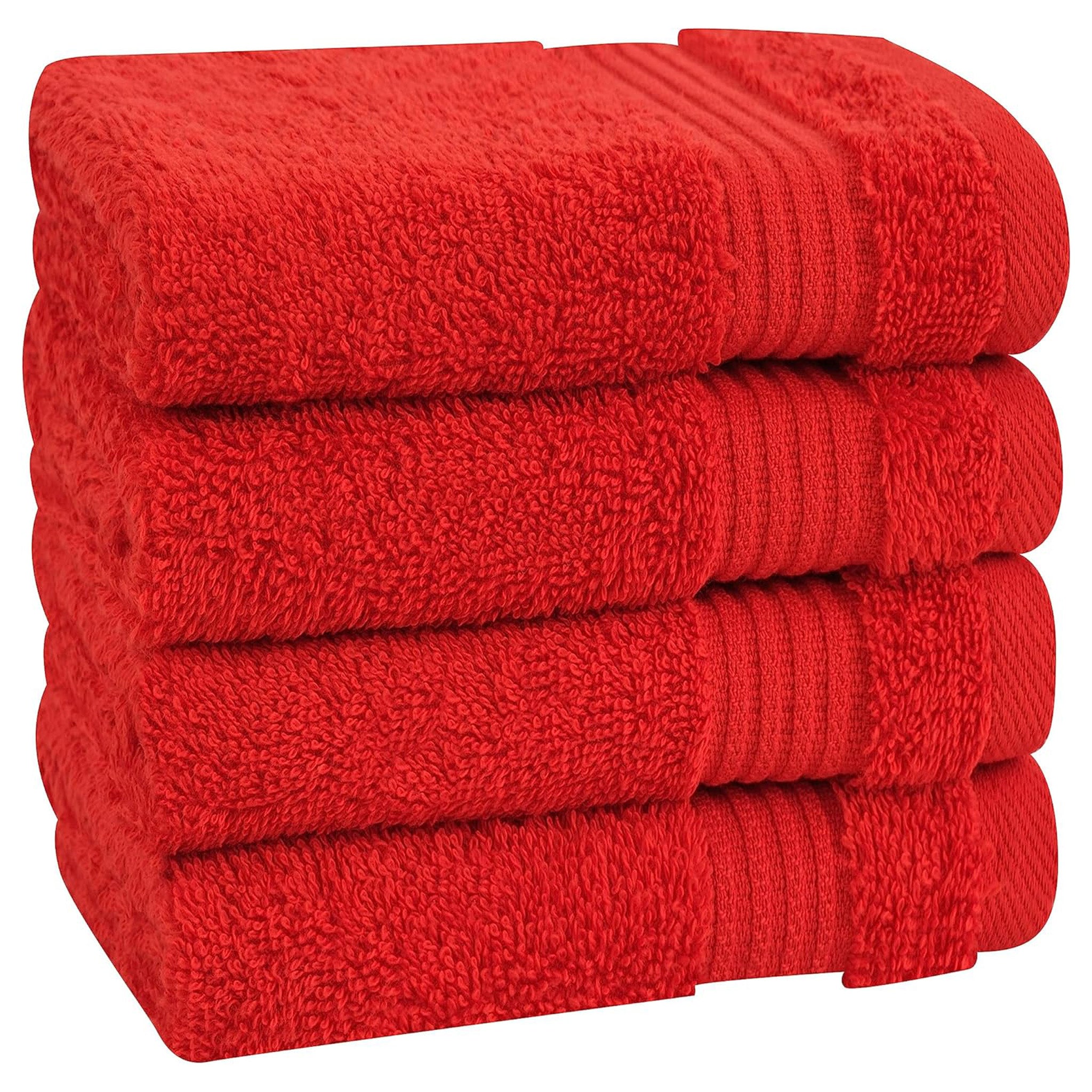 American Soft Linen Bekos 100% Cotton Turkish Towels, 4 Piece Washcloth Towel Set -red-03