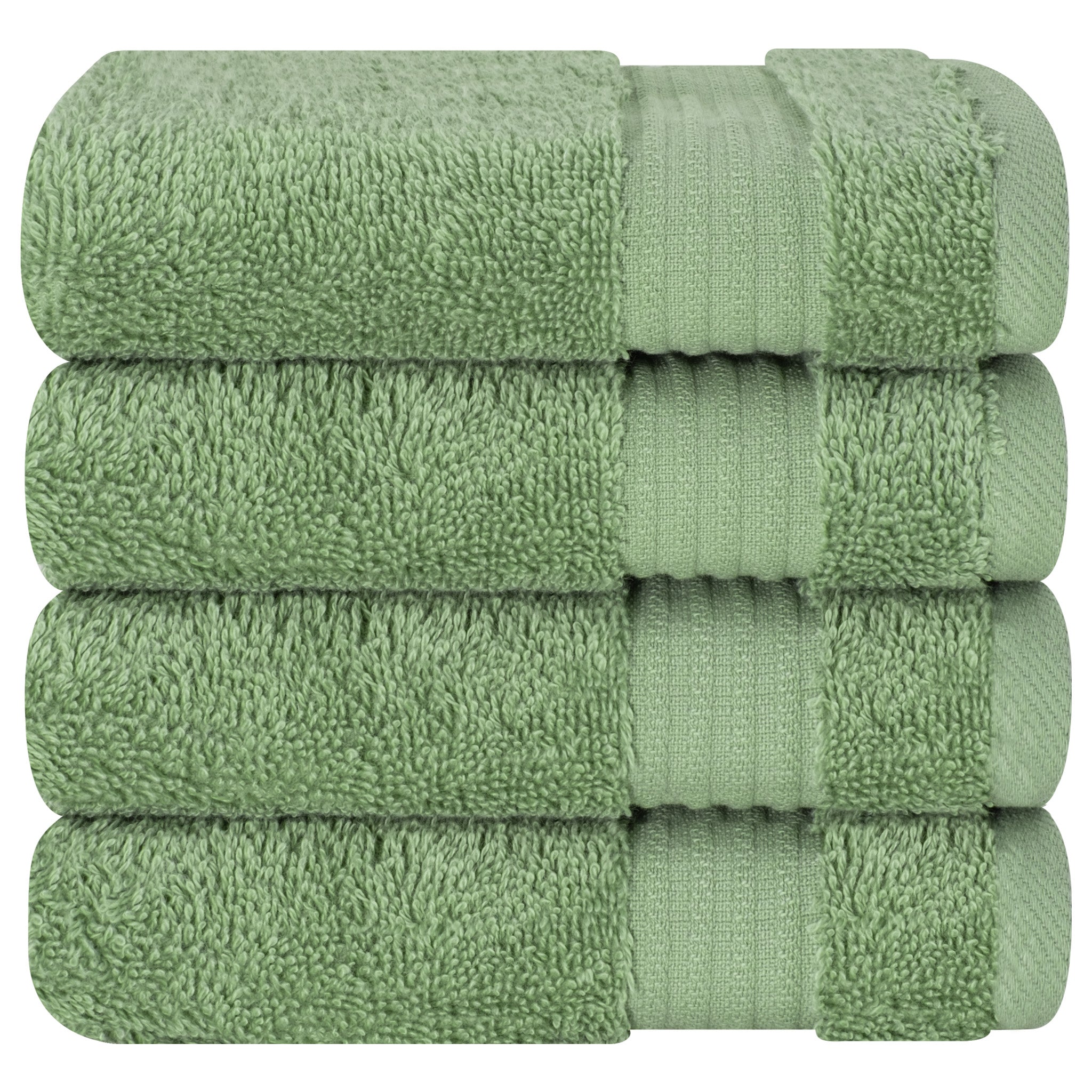 American Soft Linen Bekos 100% Cotton Turkish Towels, 4 Piece Washcloth Towel Set -sage-green-05