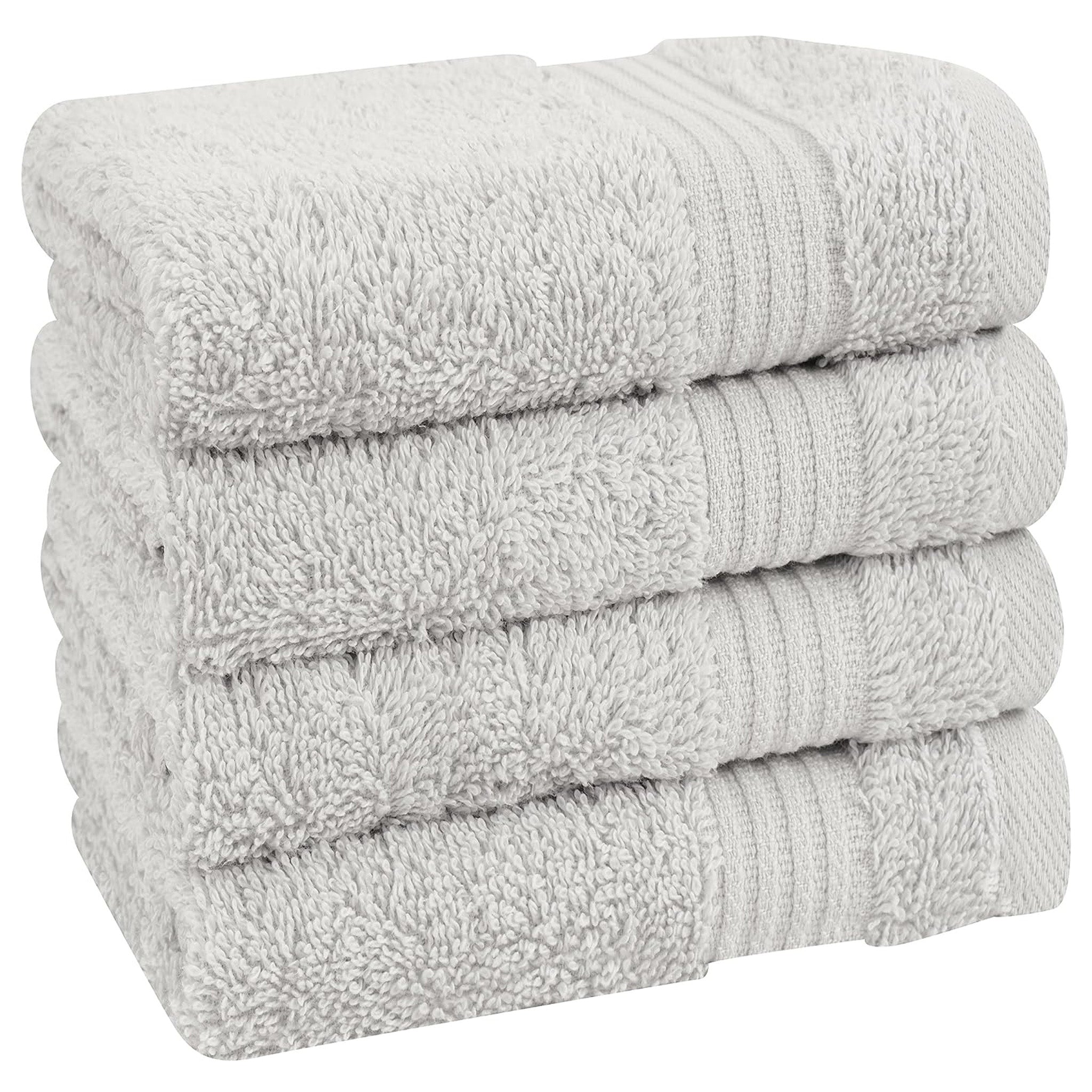 American Soft Linen Bekos 100% Cotton Turkish Towels, 4 Piece Washcloth Towel Set -silver-gray-03