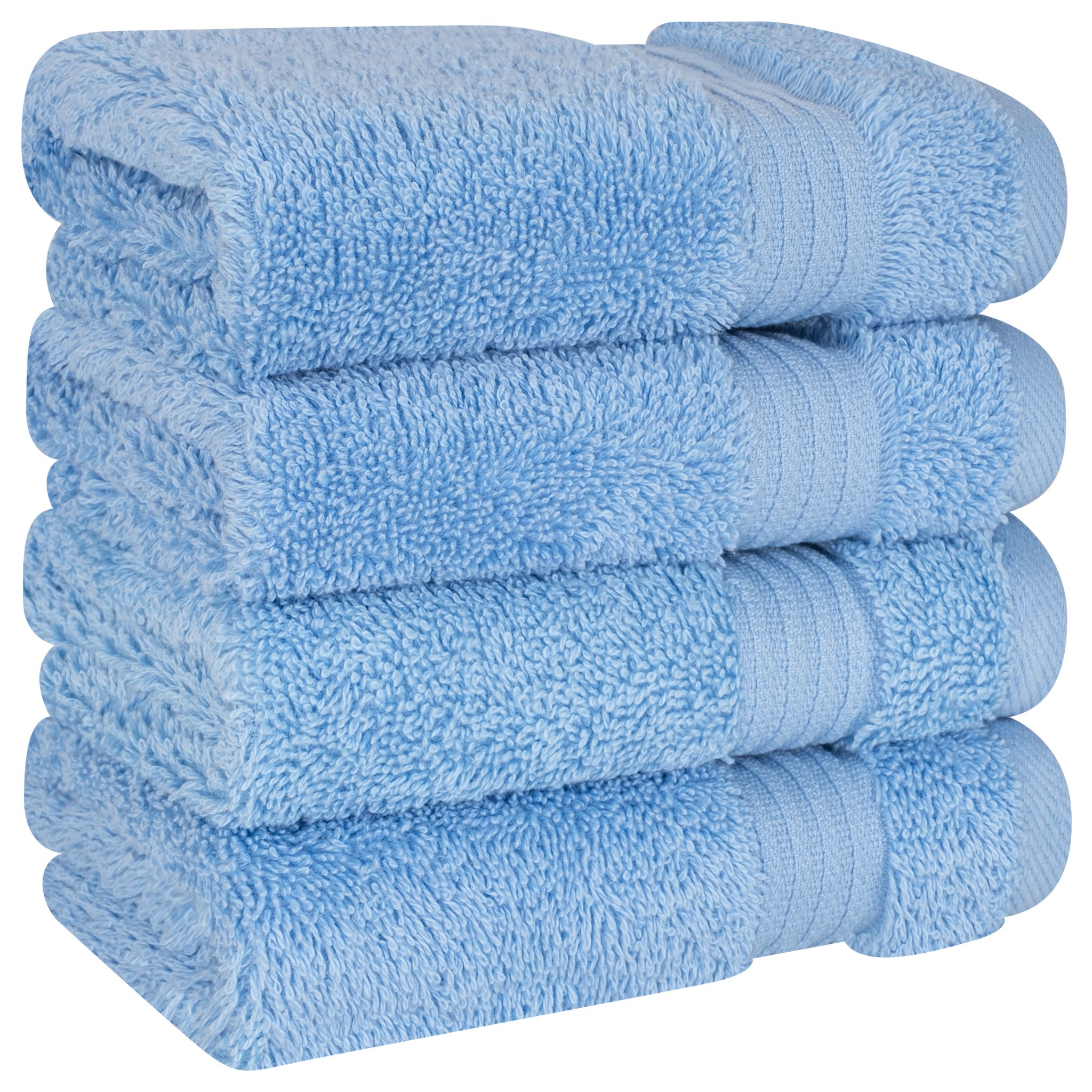 American Soft Linen Bekos 100% Cotton Turkish Towels, 4 Piece Washcloth Towel Set -sky-blue-03