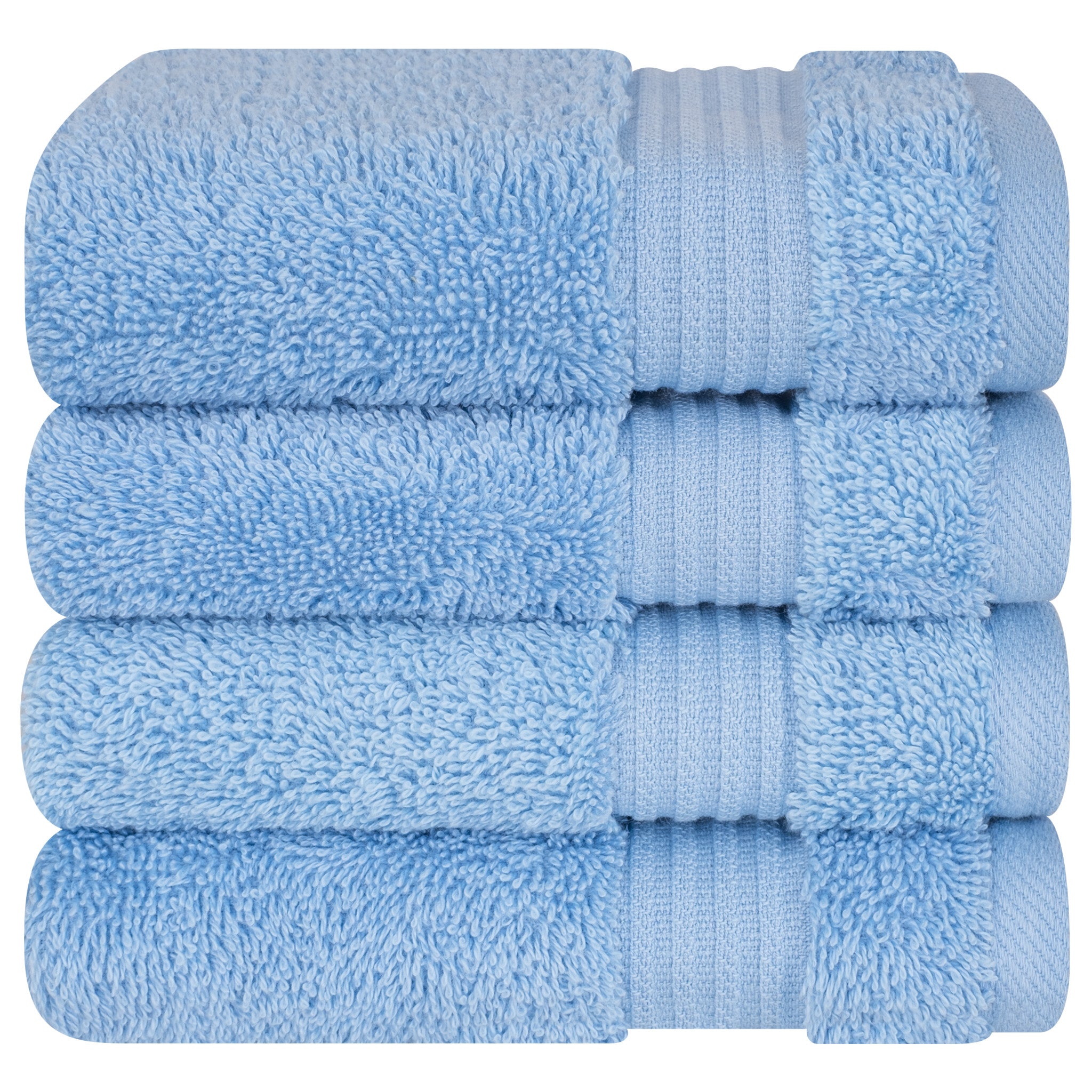 American Soft Linen Bekos 100% Cotton Turkish Towels, 4 Piece Washcloth Towel Set -sky-blue-05