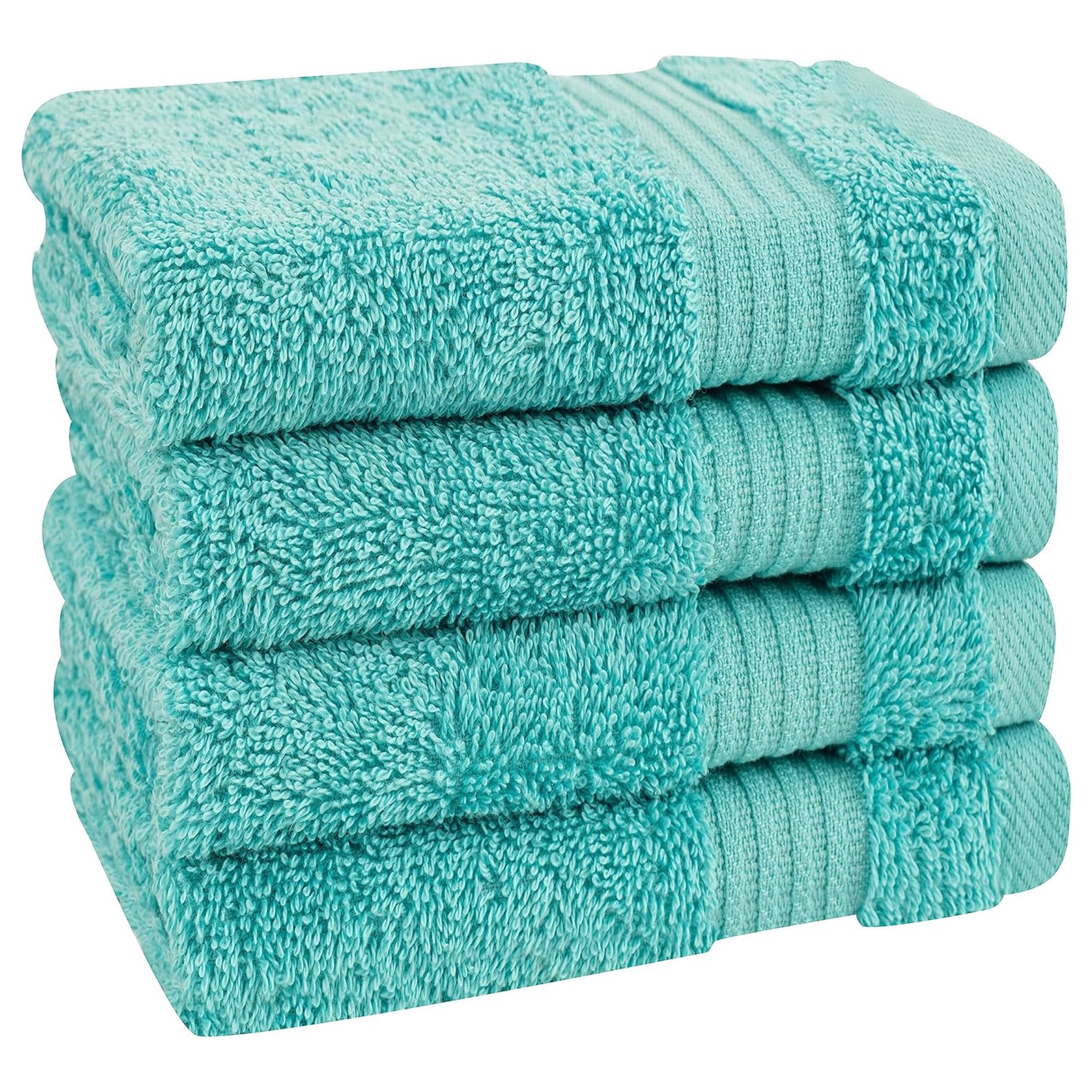 American Soft Linen Bekos 100% Cotton Turkish Towels, 4 Piece Washcloth Towel Set -turquoise-blue-03
